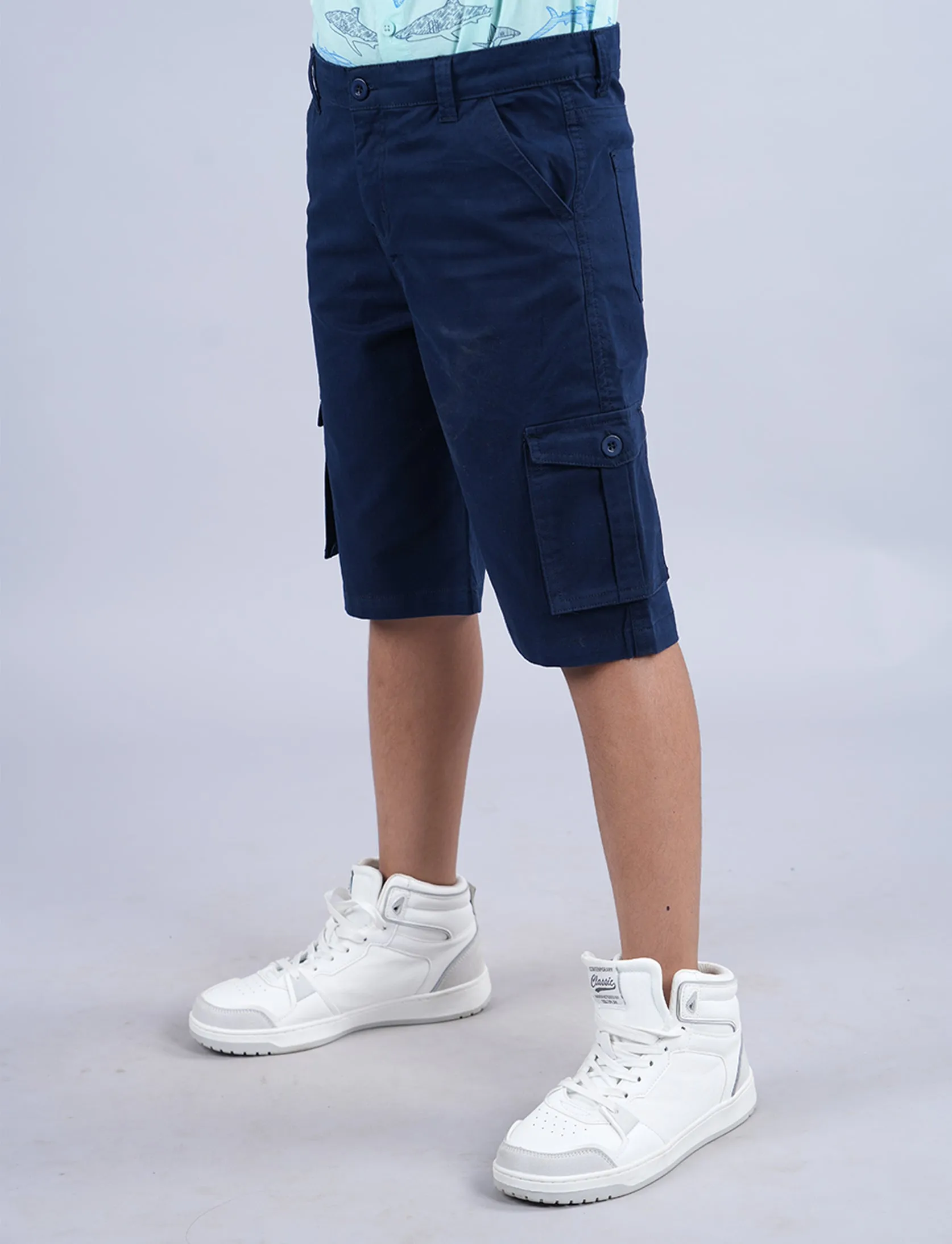 Boys Cotton Twill  Knee Length Cargo Short