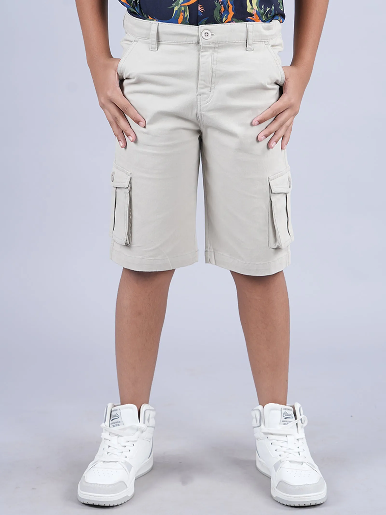 Boys Cotton Twill  Knee Length Cargo Short