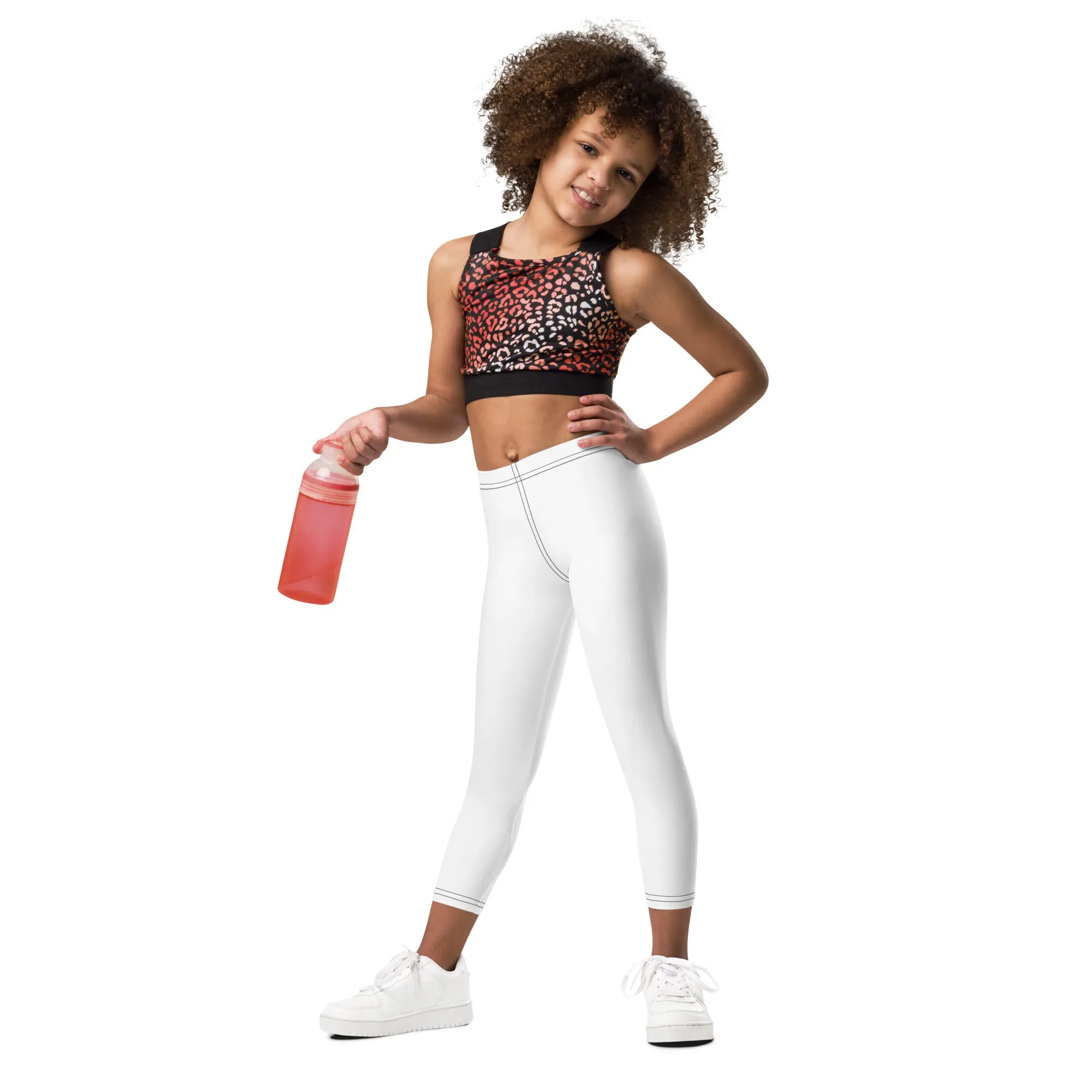 Brighten Up Playtime: Girls' Solid Workout Leggings - Snow