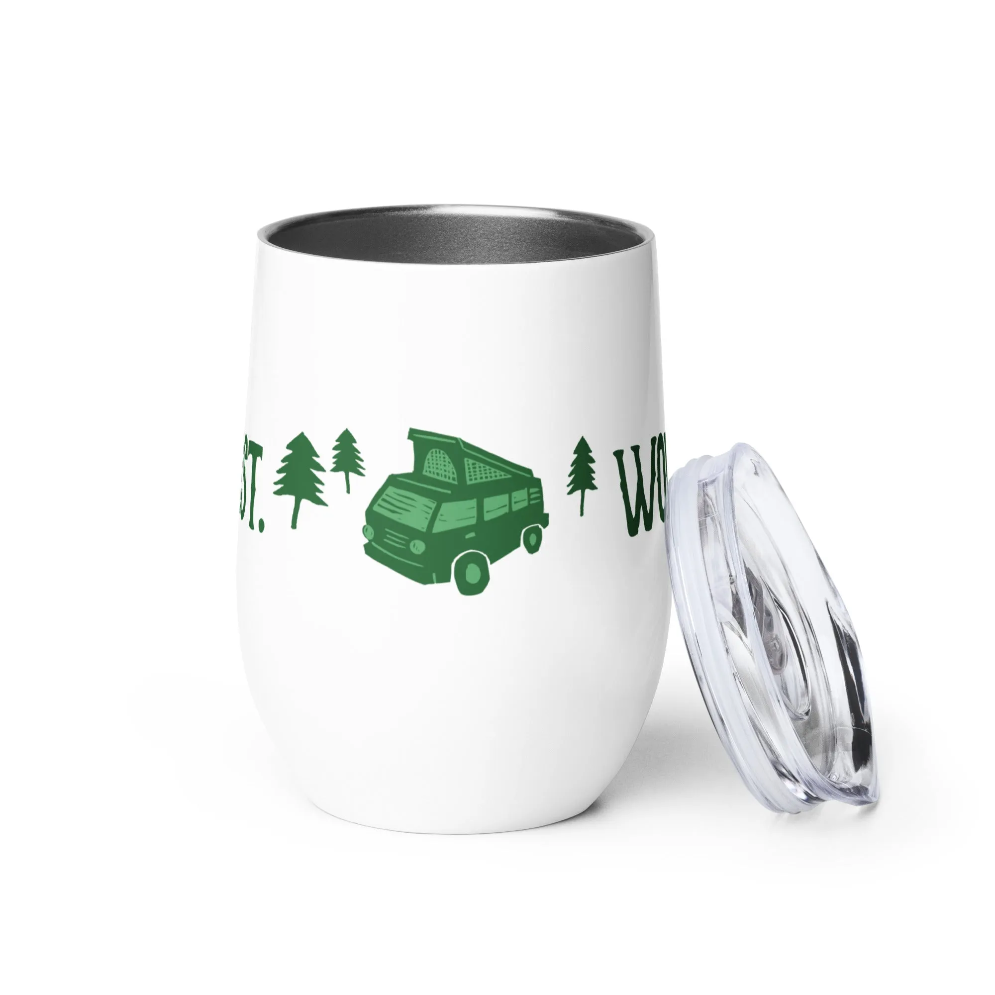 Camp First, Work Later Wine Tumbler