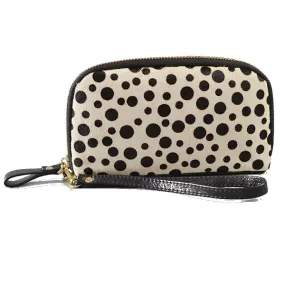 Collection Carmichael | Ladies Snow Cheetah Cowhide Leather Wristlet Wallet