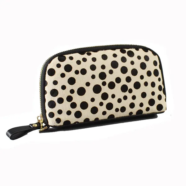 Collection Carmichael | Ladies Snow Cheetah Cowhide Leather Wristlet Wallet