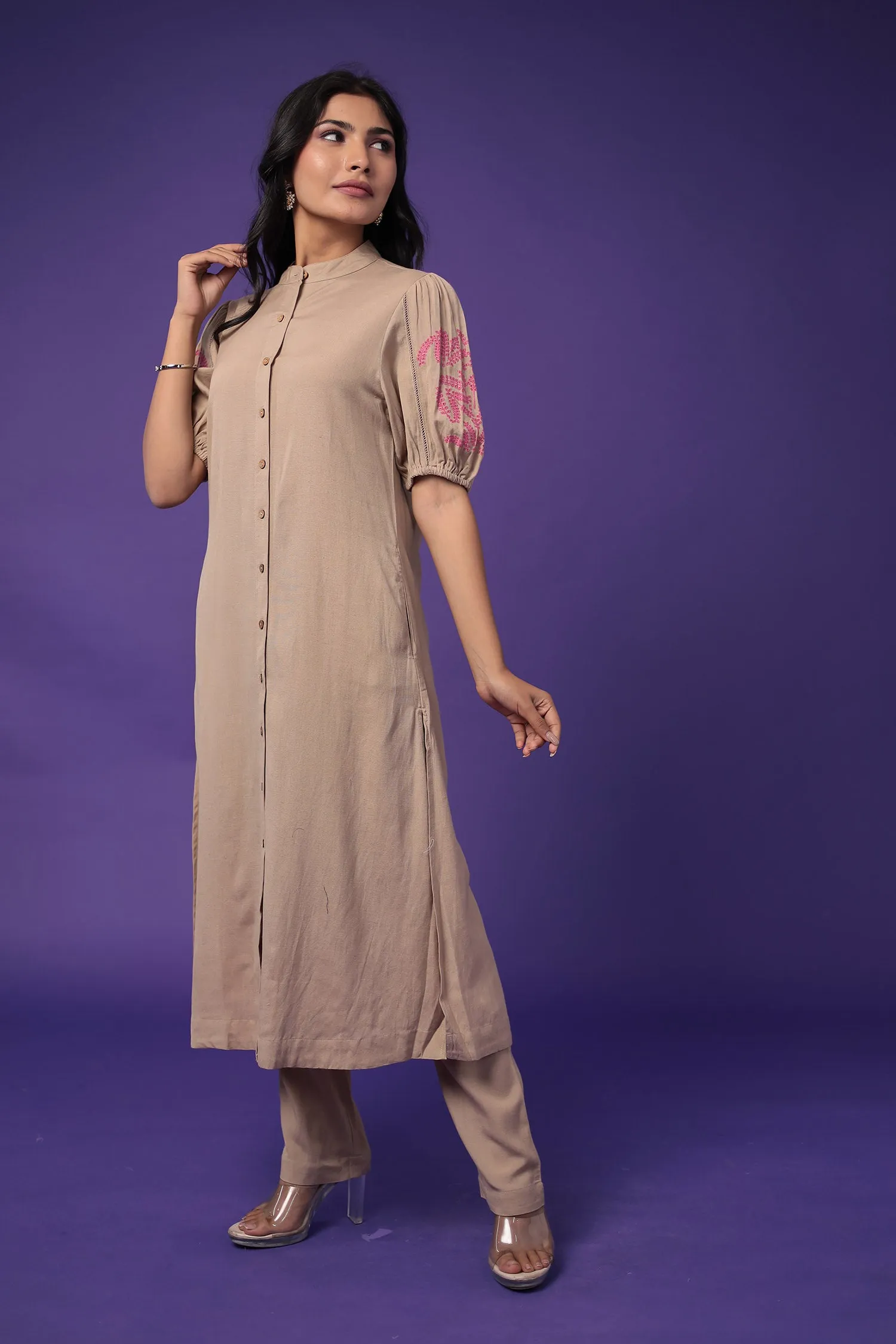 Cotton Kurta Set Stitched with Embroidered work