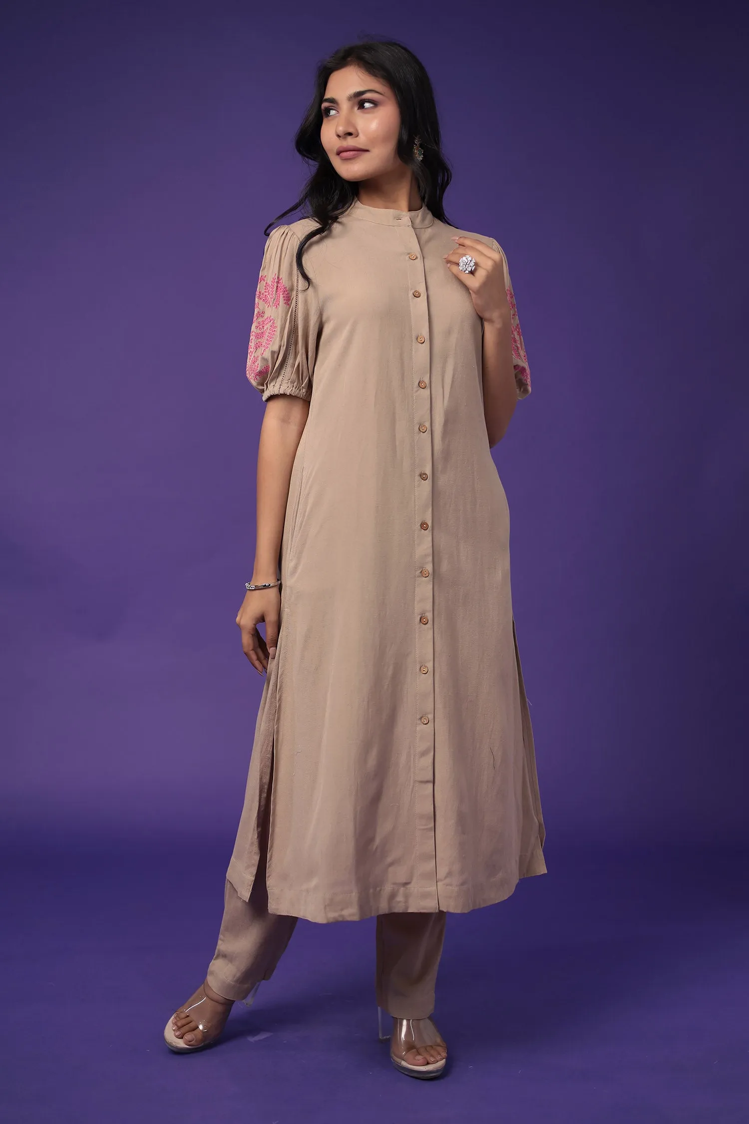 Cotton Kurta Set Stitched with Embroidered work