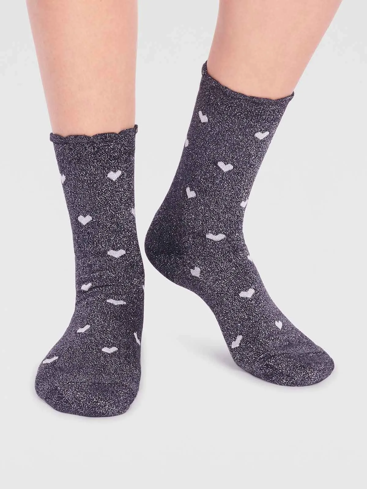 Crystelle Heart Sparkle Sock - Black