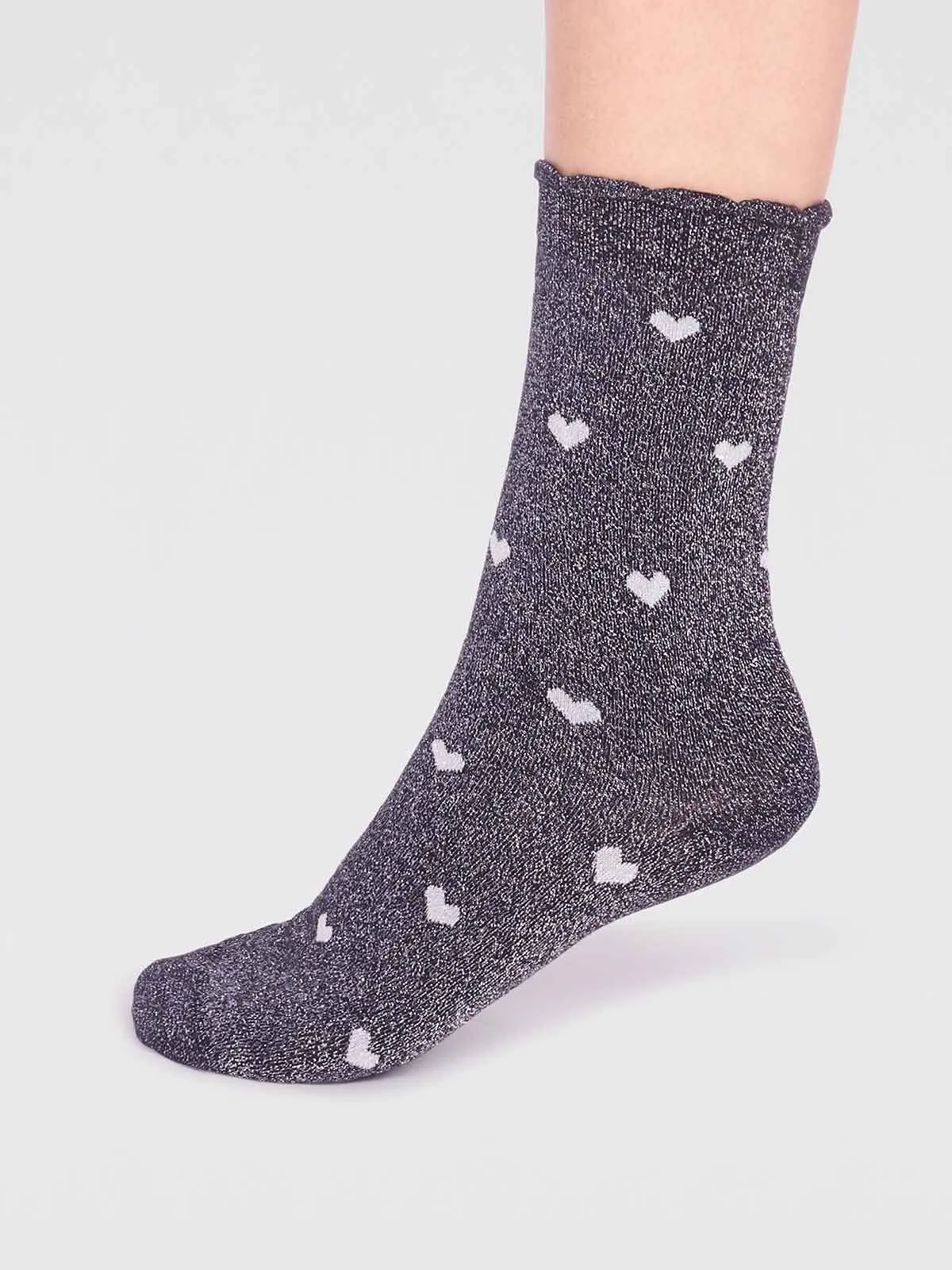 Crystelle Heart Sparkle Sock - Black