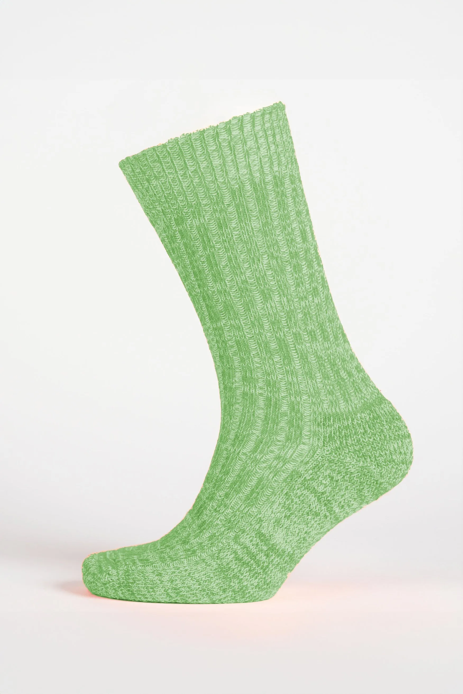 Cushioned Cotton Walking Sock - Green/White