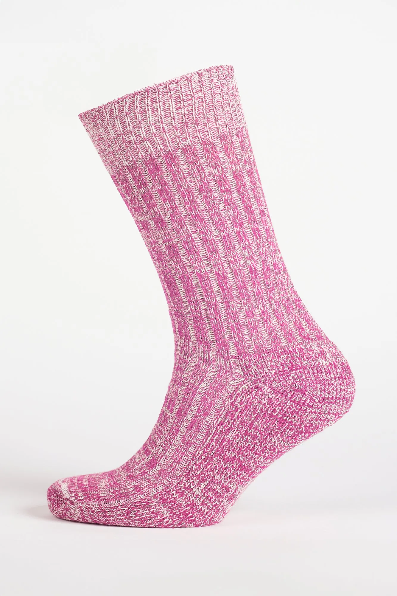 Cushioned Cotton Walking Sock - Pink/White