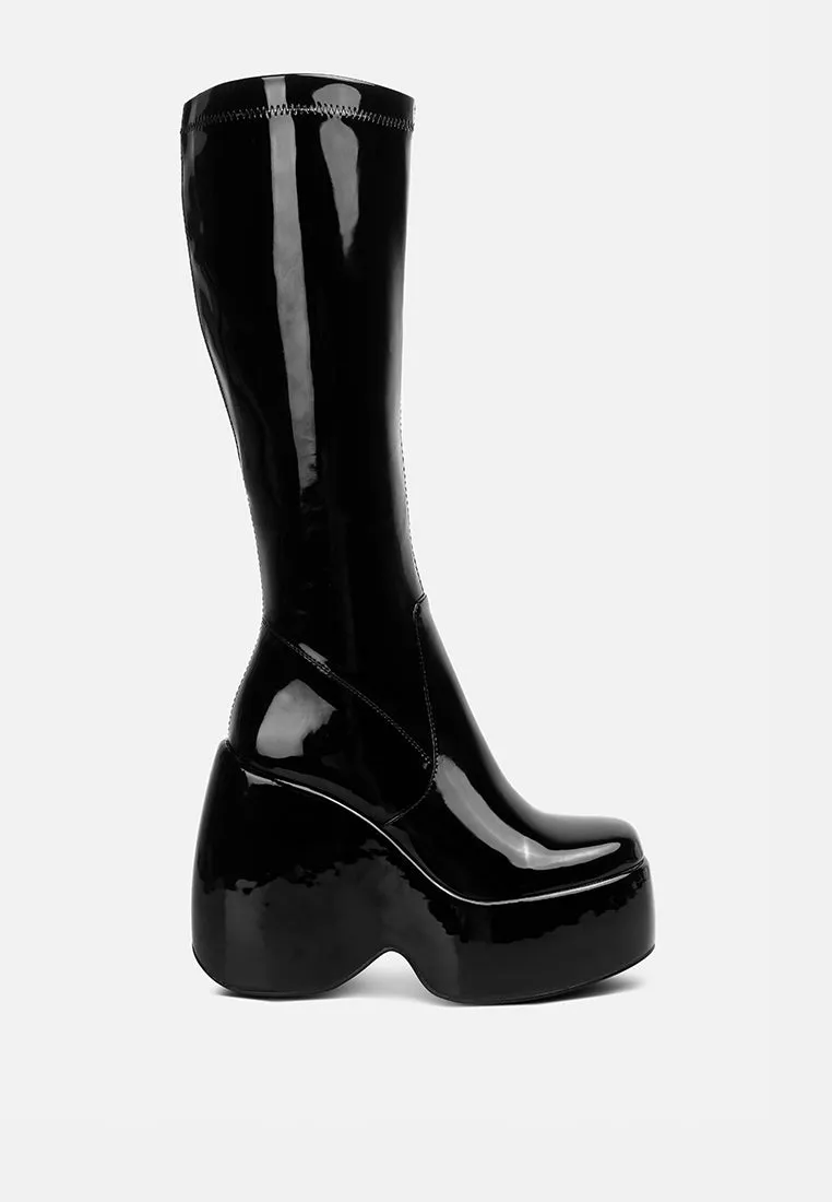 Dirty Dance Patent High Platfrom Calf Boots