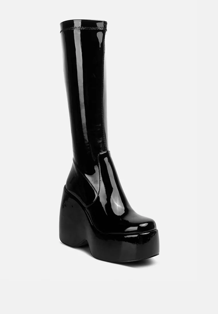 Dirty Dance Patent High Platfrom Calf Boots