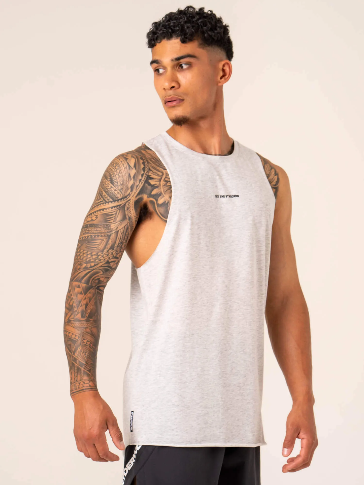 Emerge Drop Armhole Tank - Snow Grey Marl