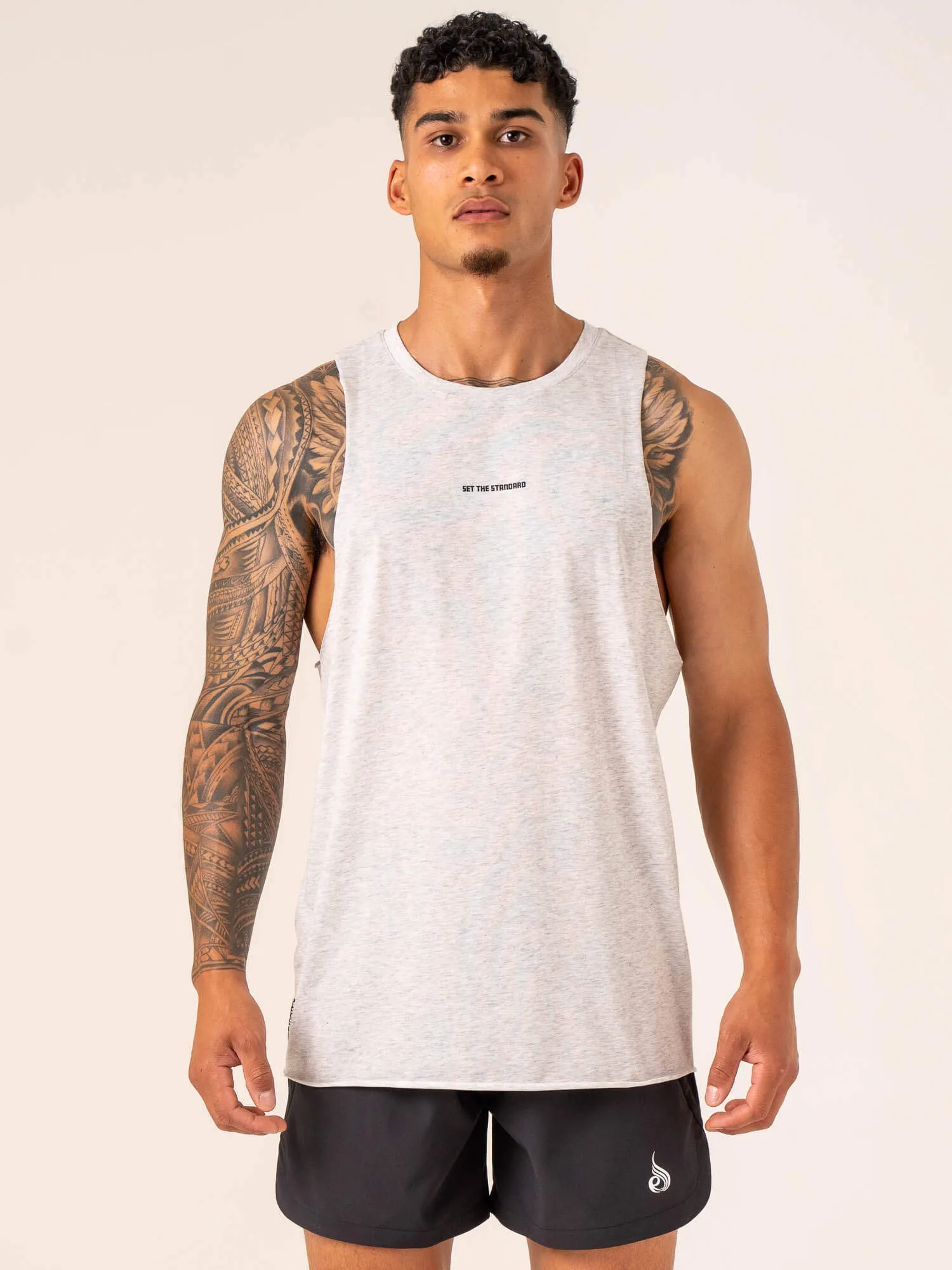 Emerge Drop Armhole Tank - Snow Grey Marl