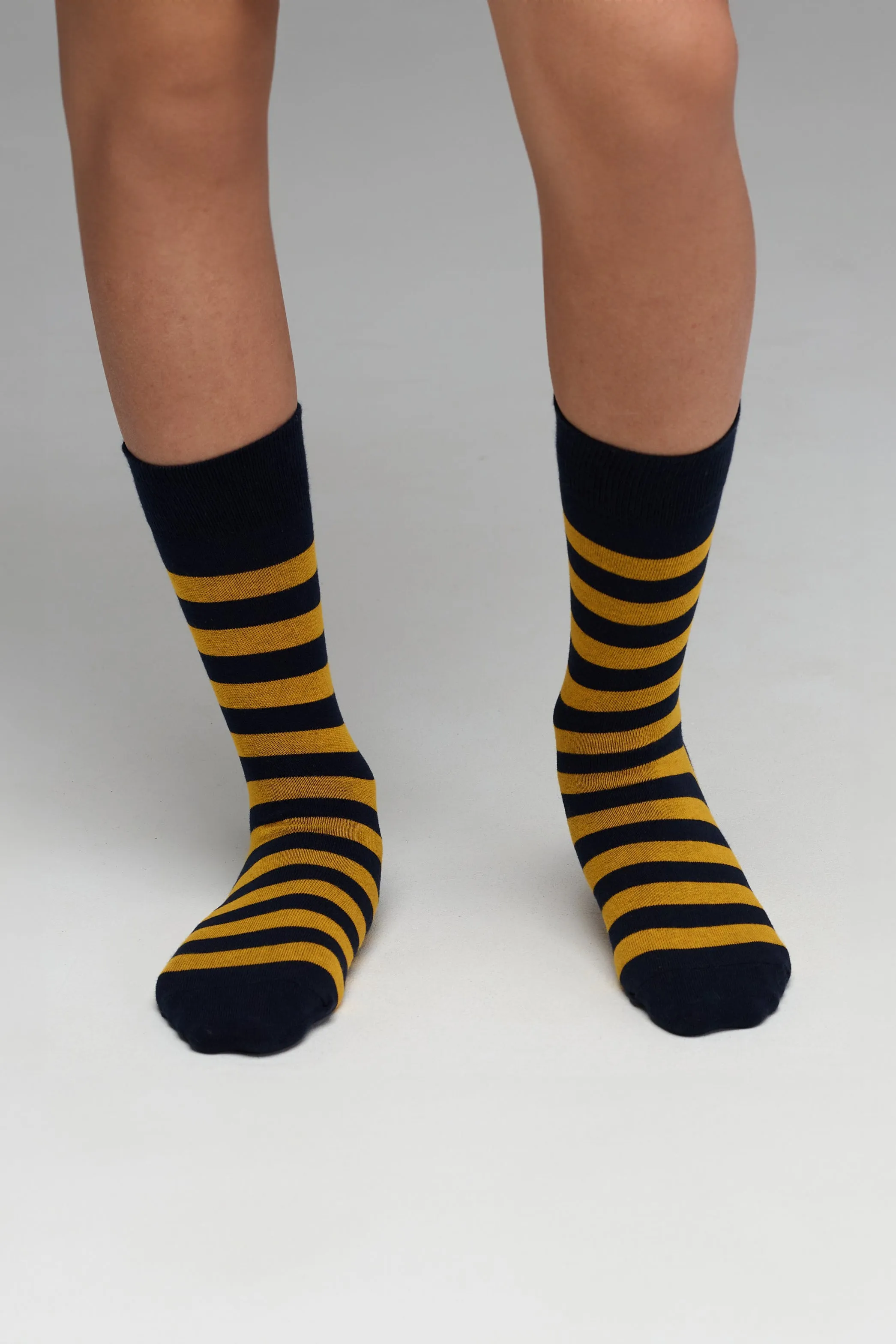 Everyday Cotton Sock Stripe 3 Pack - Orange/Yellow/Sky Blue