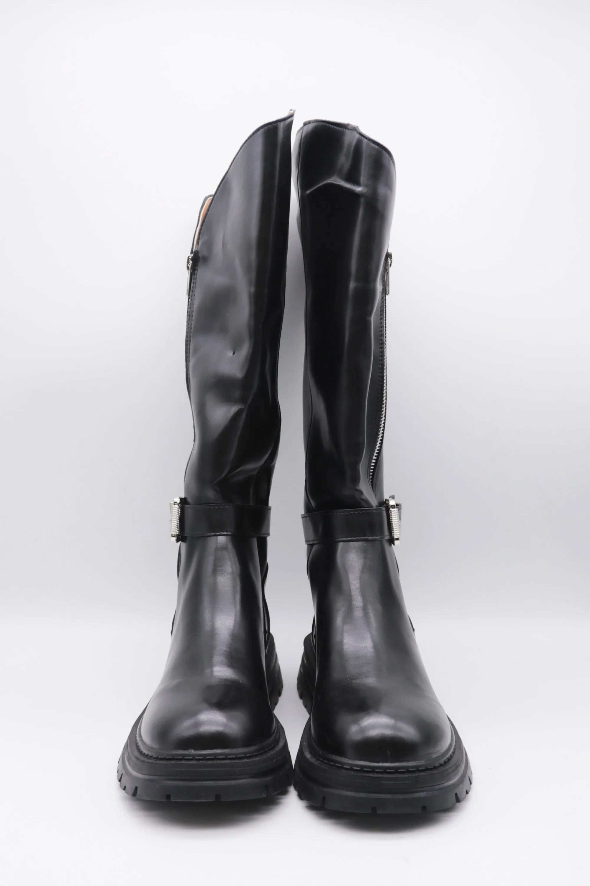 Fabie Belted Calf Boots w/Side Zip