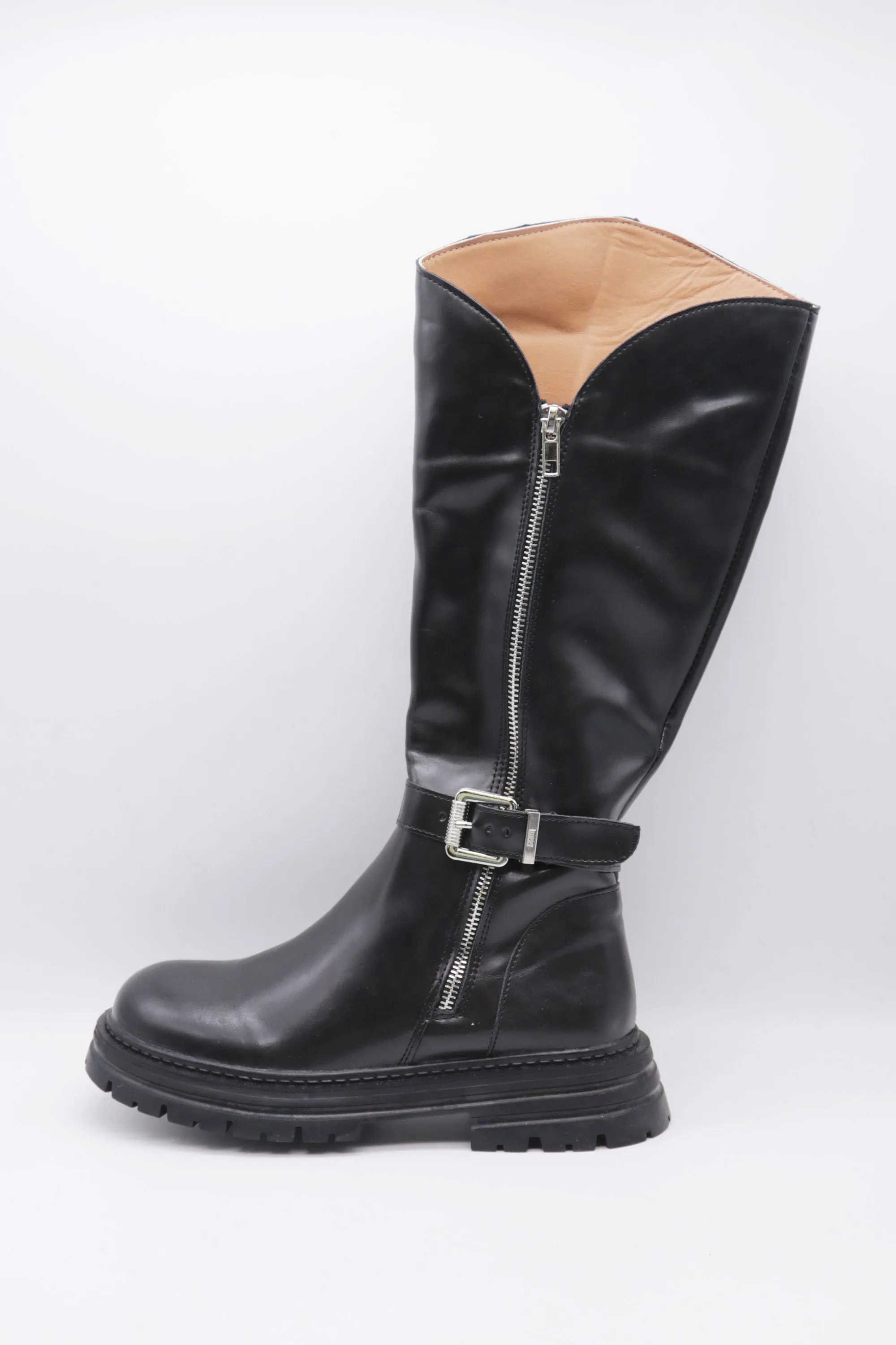 Fabie Belted Calf Boots w/Side Zip