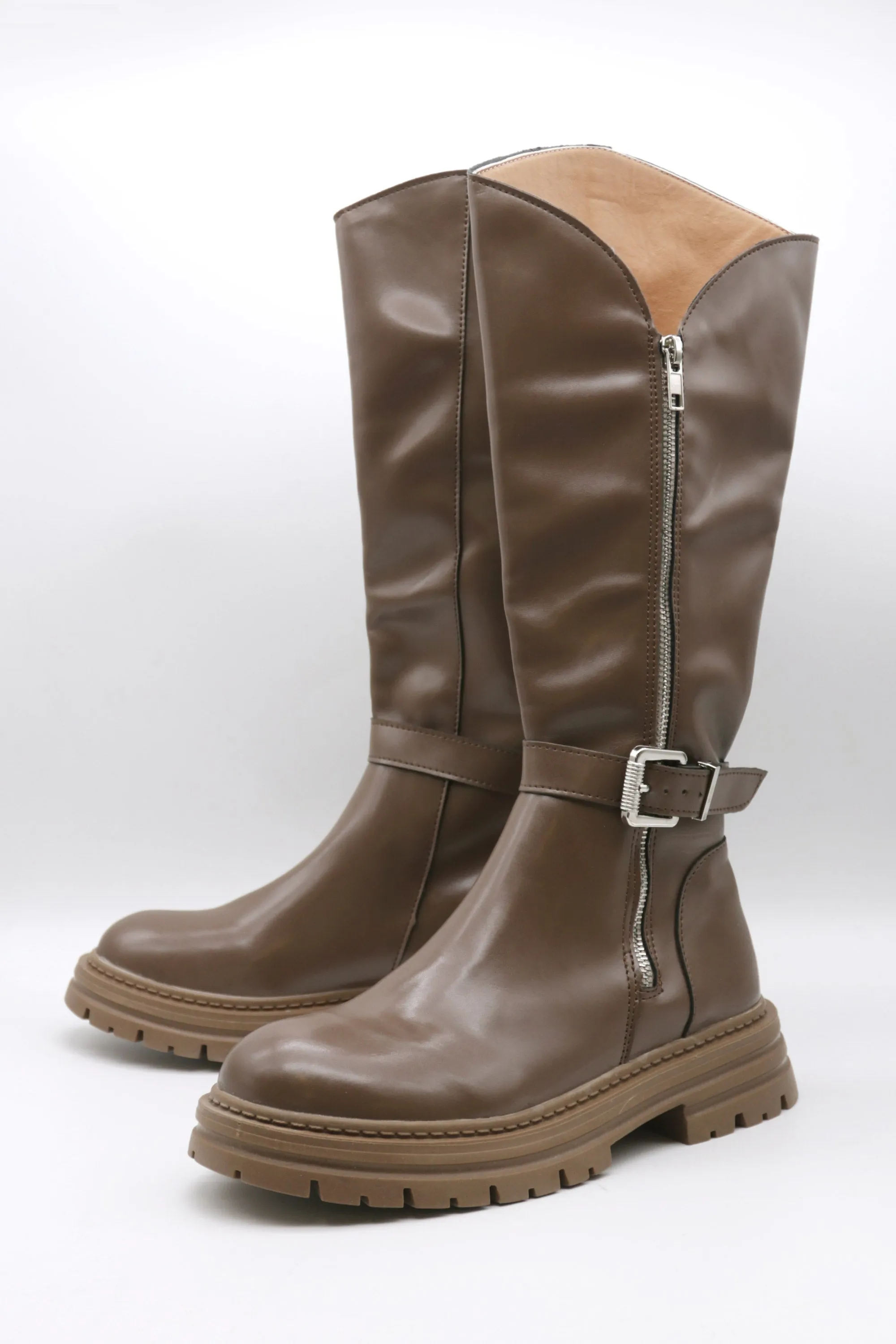 Fabie Belted Calf Boots w/Side Zip