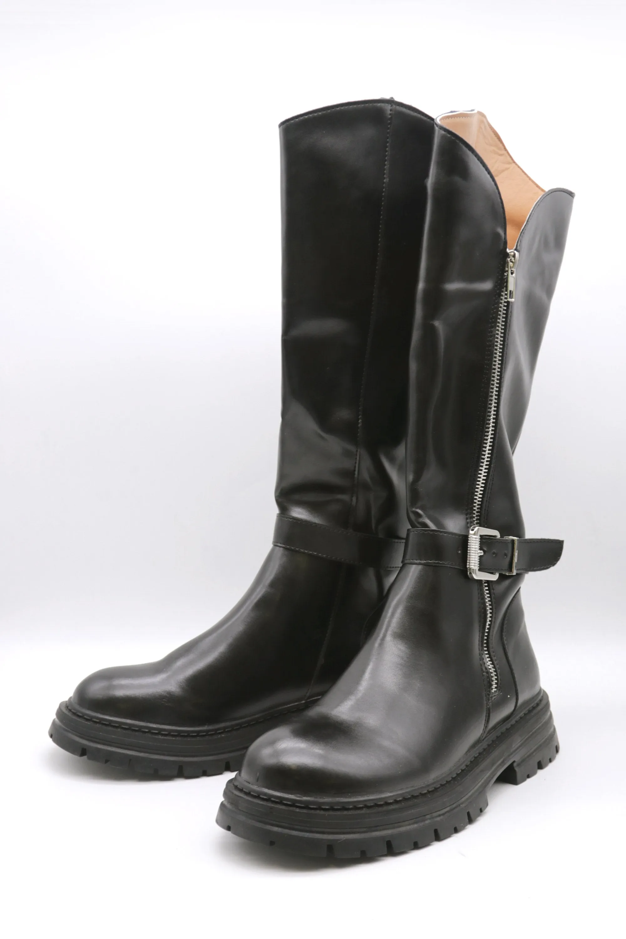 Fabie Belted Calf Boots w/Side Zip