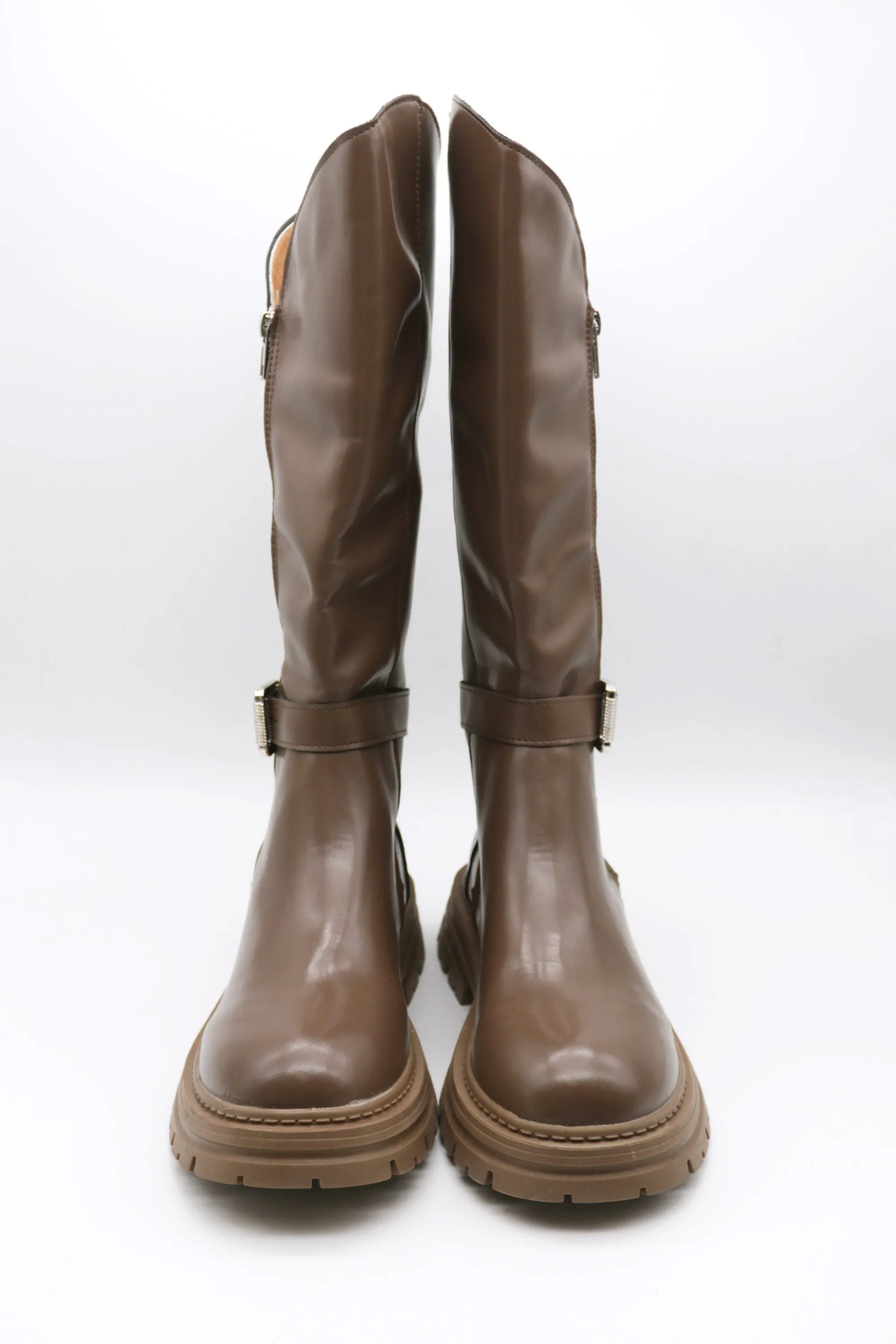 Fabie Belted Calf Boots w/Side Zip