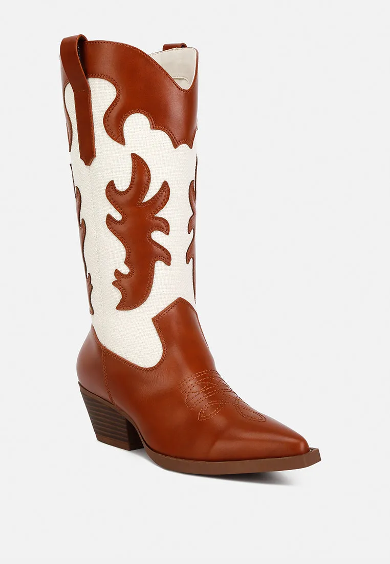 Fallon Faux Leather Patchwork Cowboy Boots