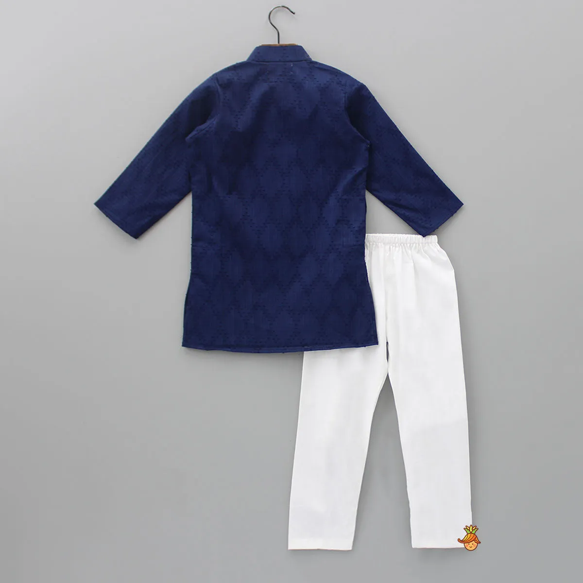 Faux Mirror Work Textured Kurta And Pyjama