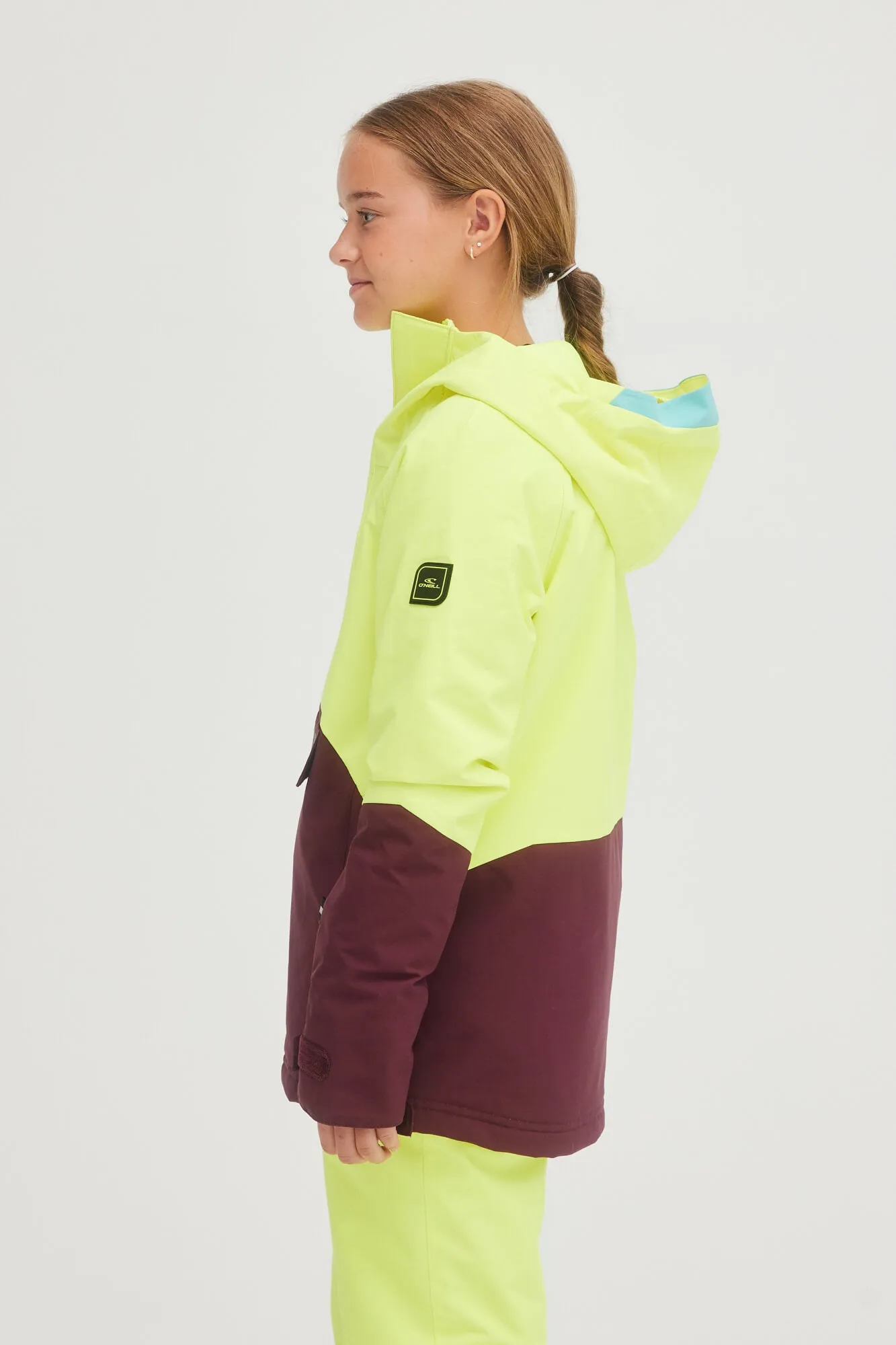 Girl's Anorak Snow Jacket - Pyranine Yellow Colour Block