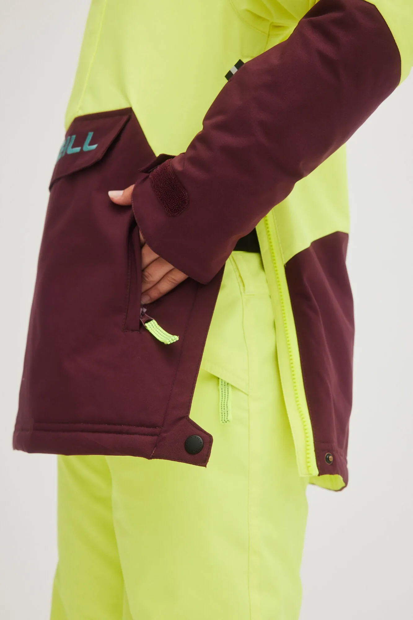 Girl's Anorak Snow Jacket - Pyranine Yellow Colour Block