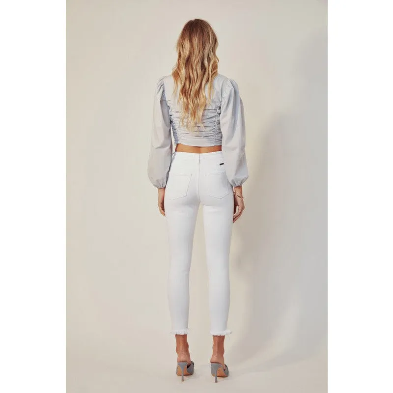 HIGH RISE ANKLE SKINNY WHITE JEANS