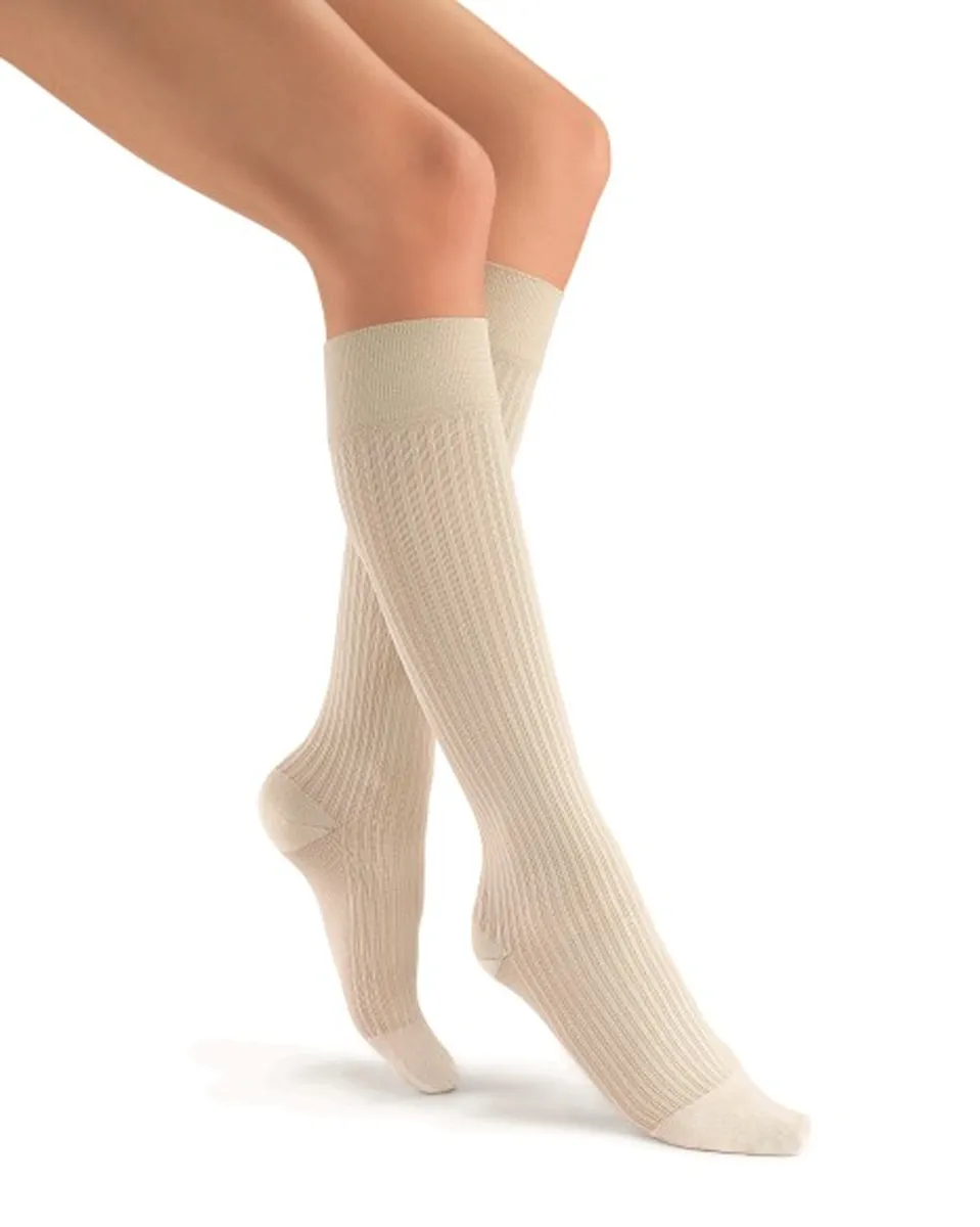 Jobst soSoft Women's Knee High Closed Toe Ribbed Pattern Support Socks 8-15 mmHg