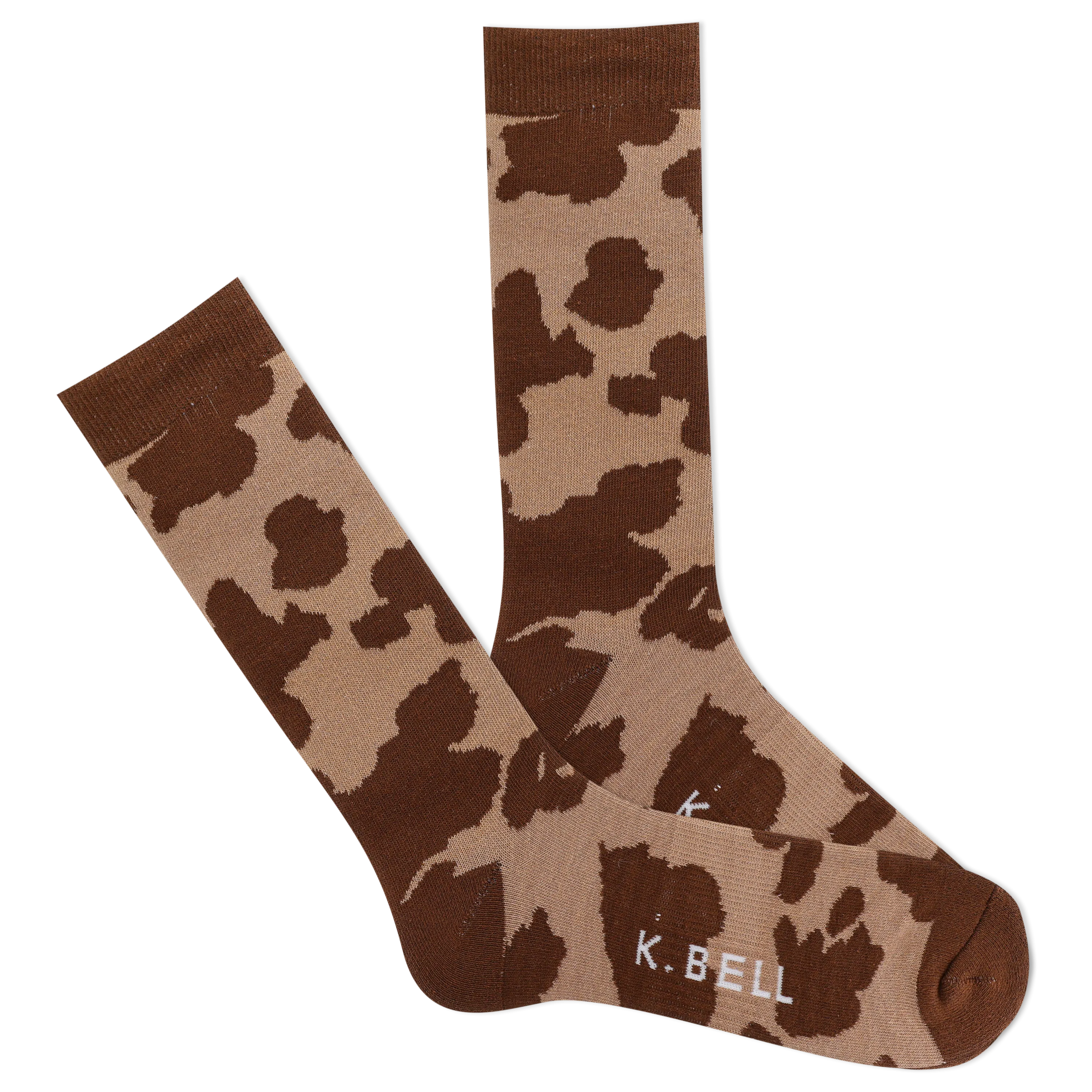 K.Bell Men's American Made Cow Print Crew Sock