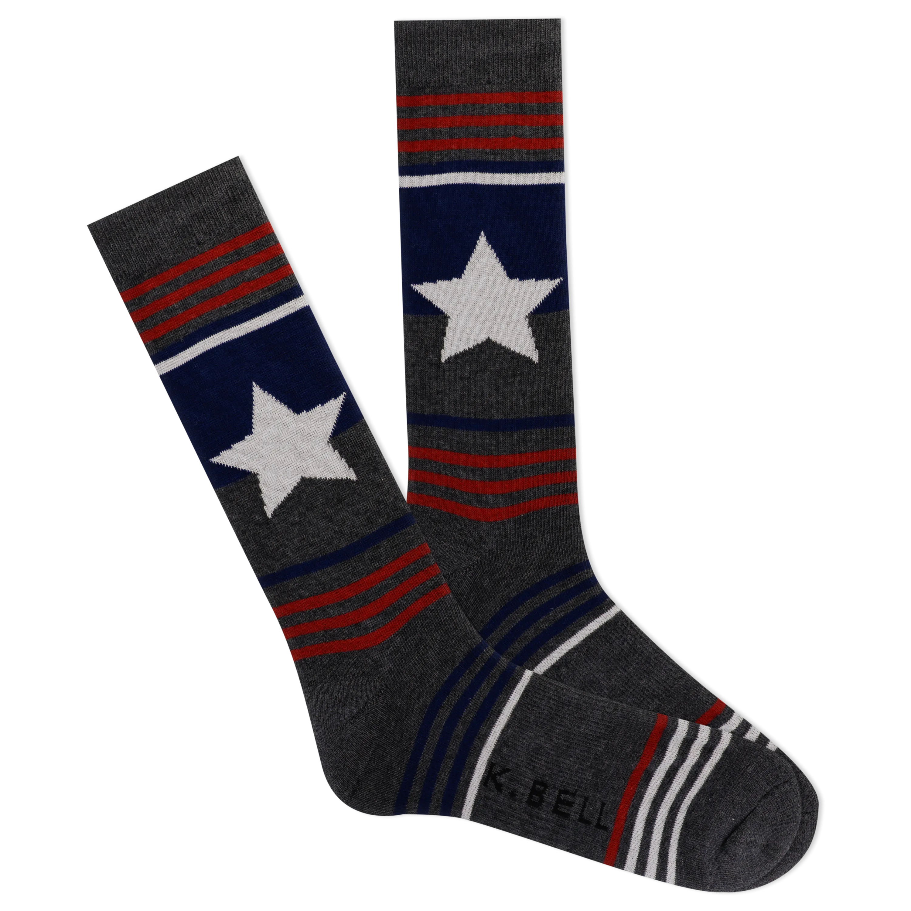 K.Bell Men's American Made Star Block Crew Sock