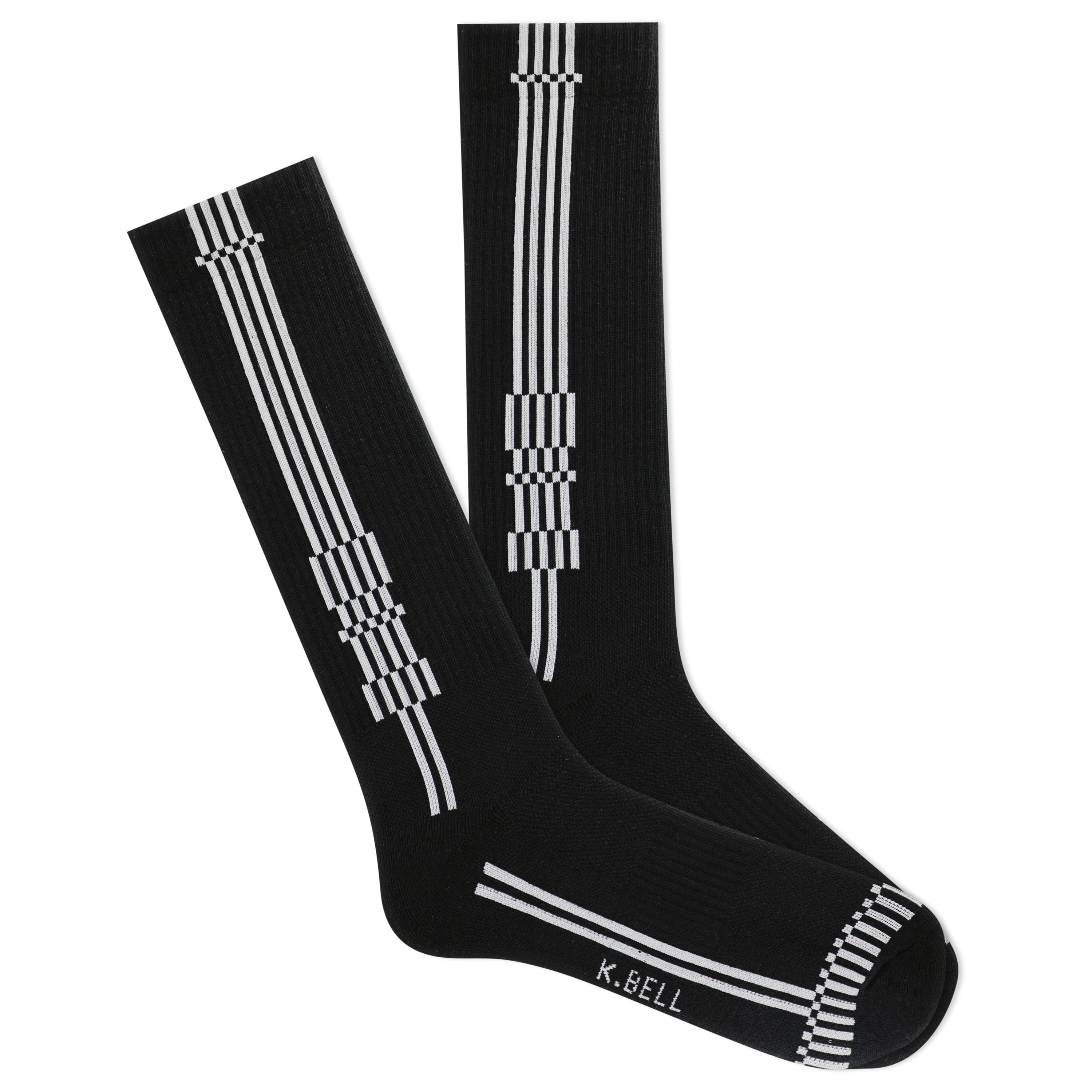 K.Bell Men's Checker Stripe Compression Over the Calf Sock