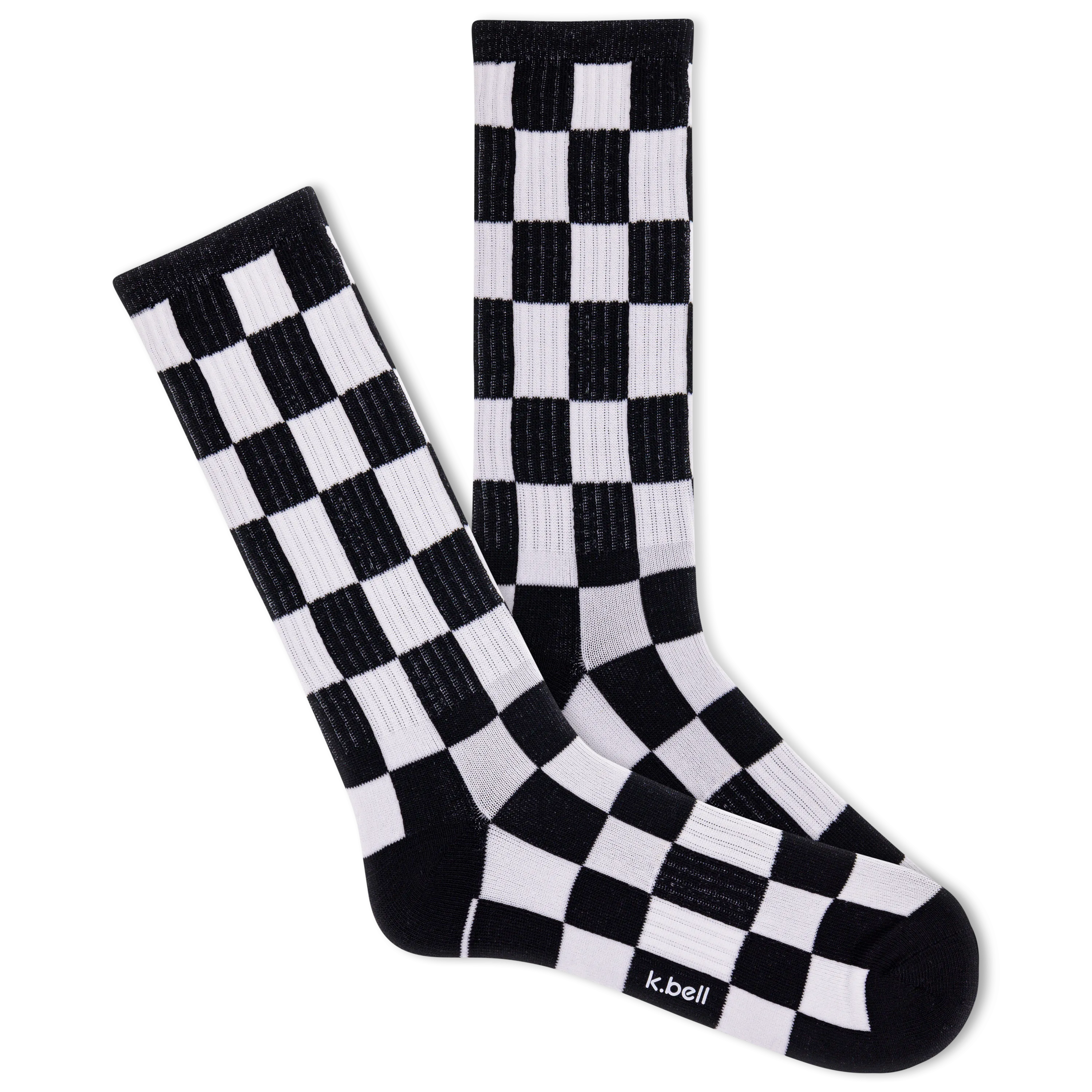 K.Bell Men's L.A. Checkerboard Active Crew Sock