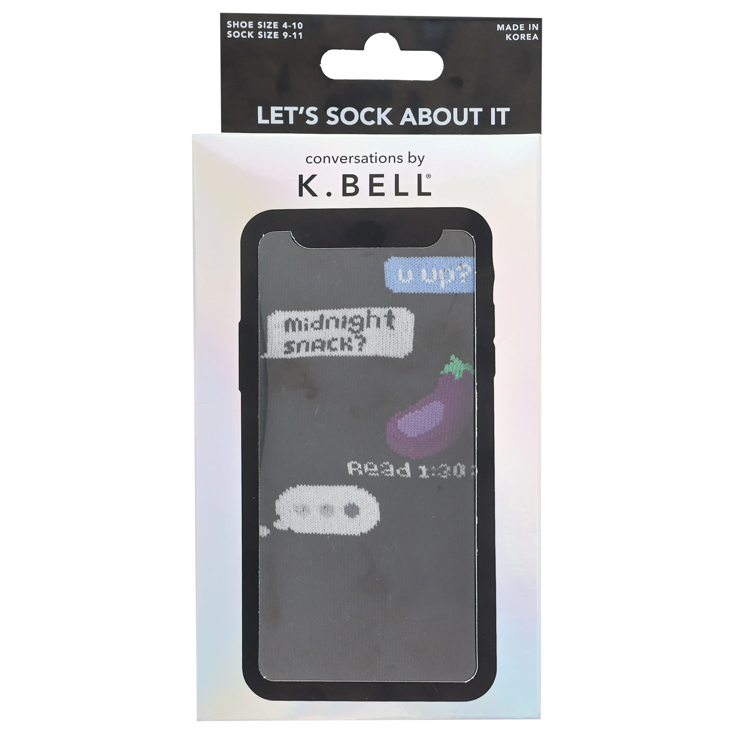 K.Bell Men's Midnight Snack Text Crew Sock