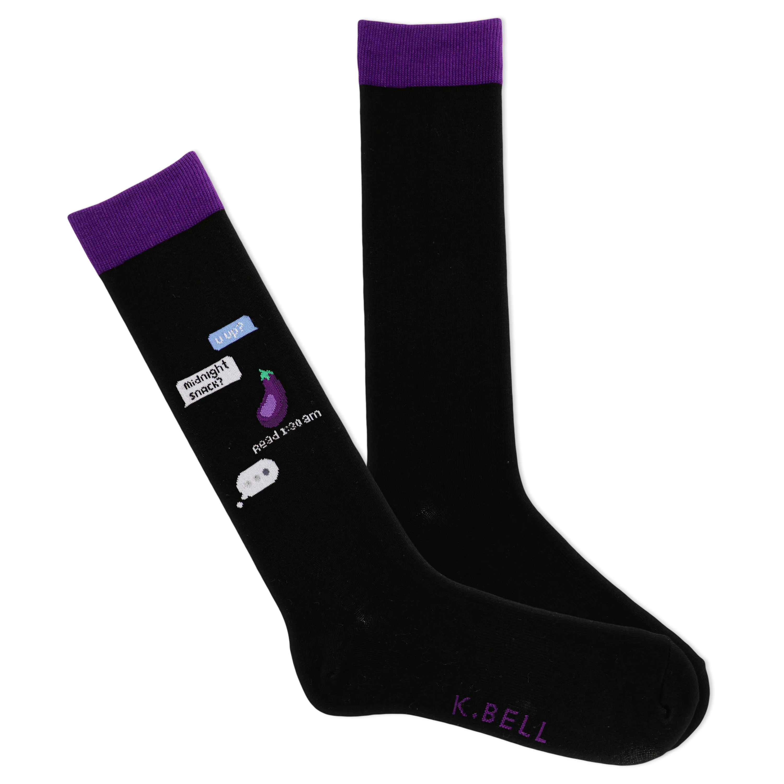 K.Bell Men's Midnight Snack Text Crew Sock