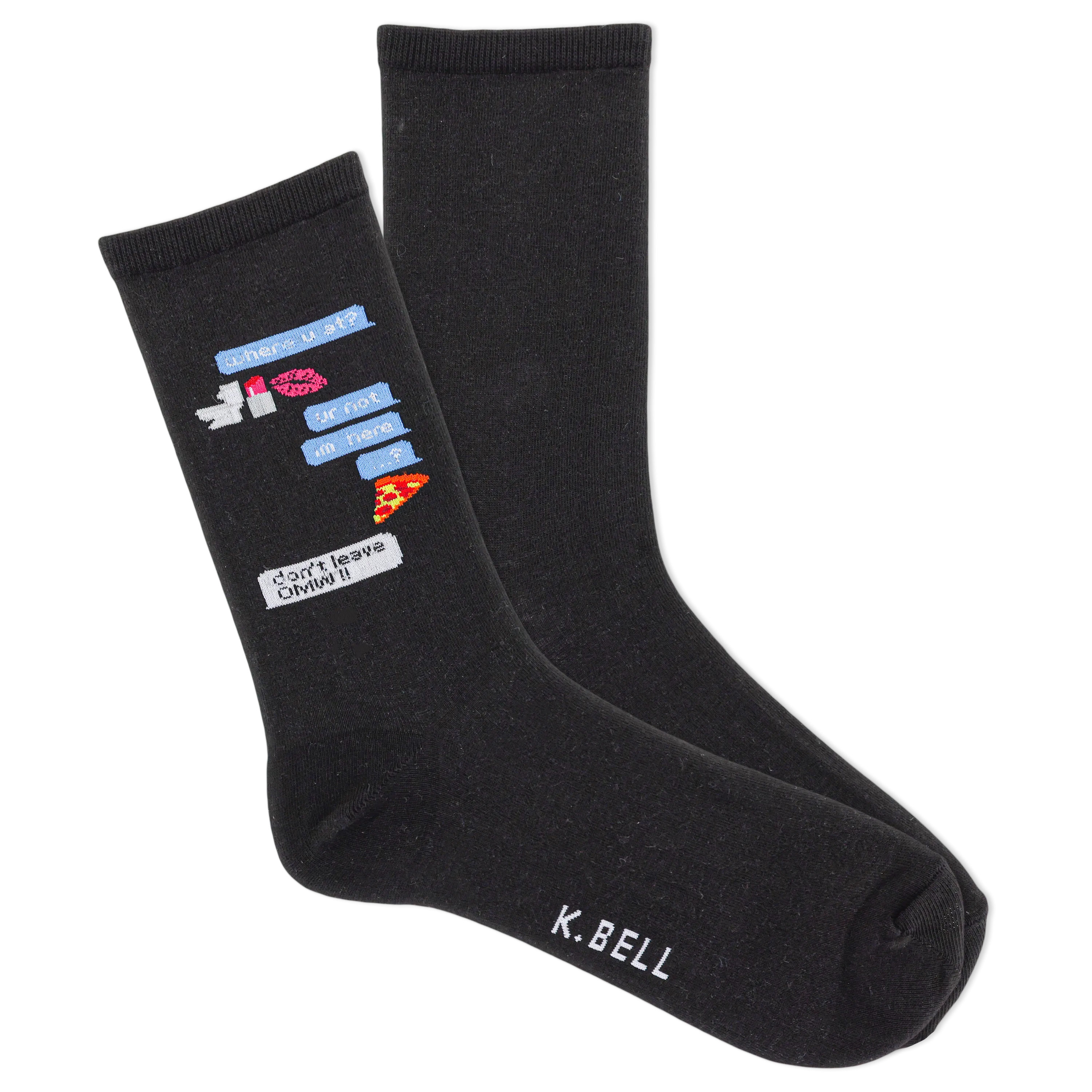 K.Bell Women's Drunk Food Text Crew Sock