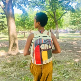 Large Hemp Rasta Backpack, Ruck sack with Laptop Pockets, Hippie Bags, Hiking Travel Backpack, Beach Backpack, Boho Bags, Ecofriendly Bags