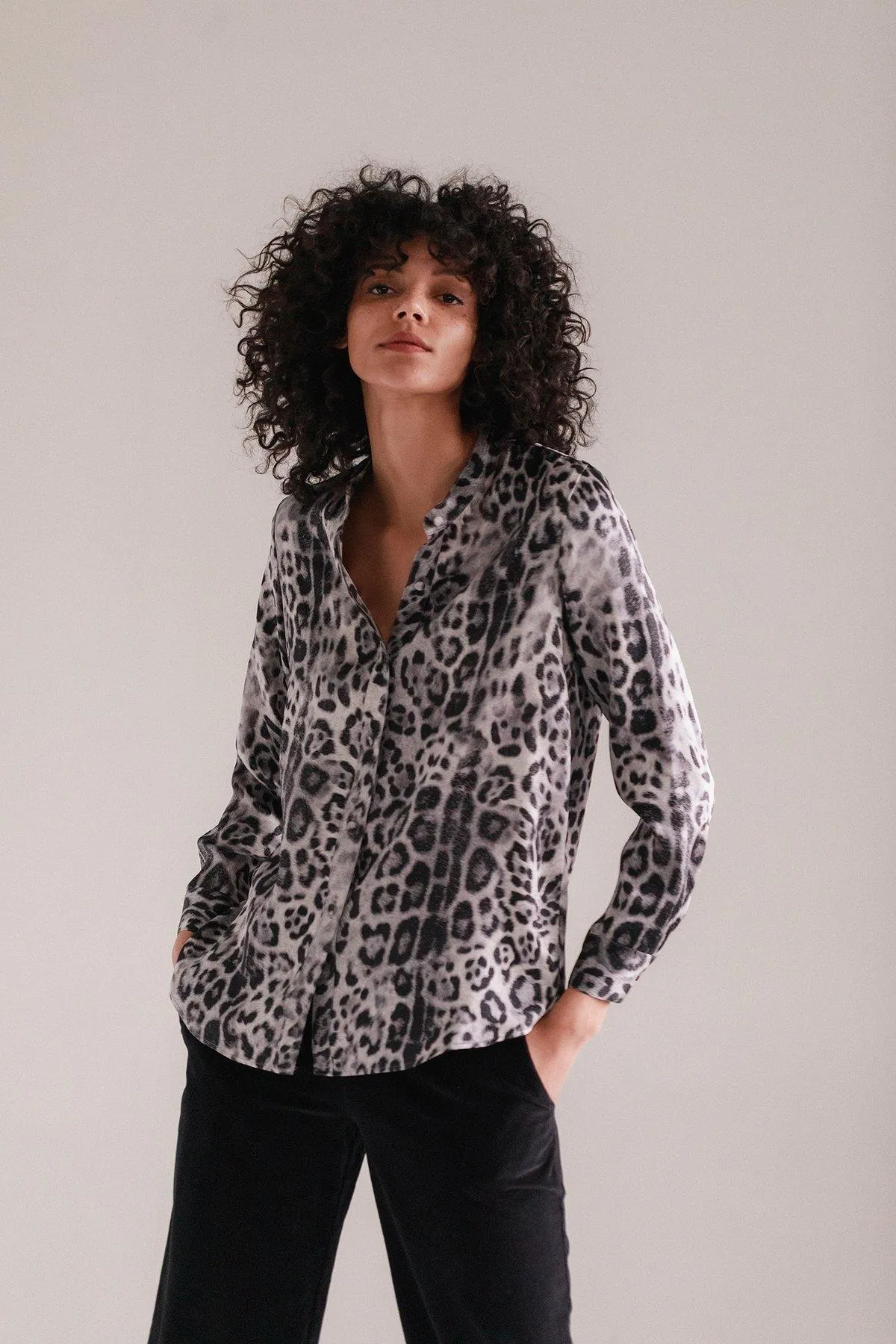 Laura Blouse in Snow Leopard by Catherine Gee