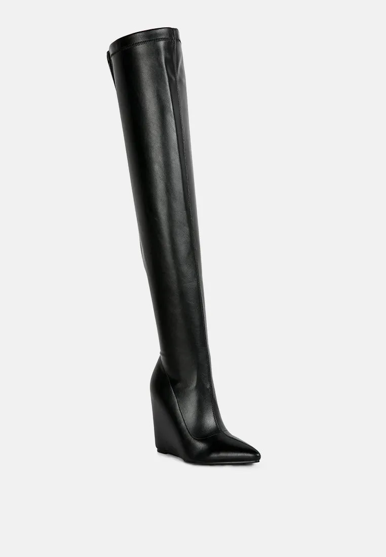 Leggy Lass Wedge Heel Long Boots