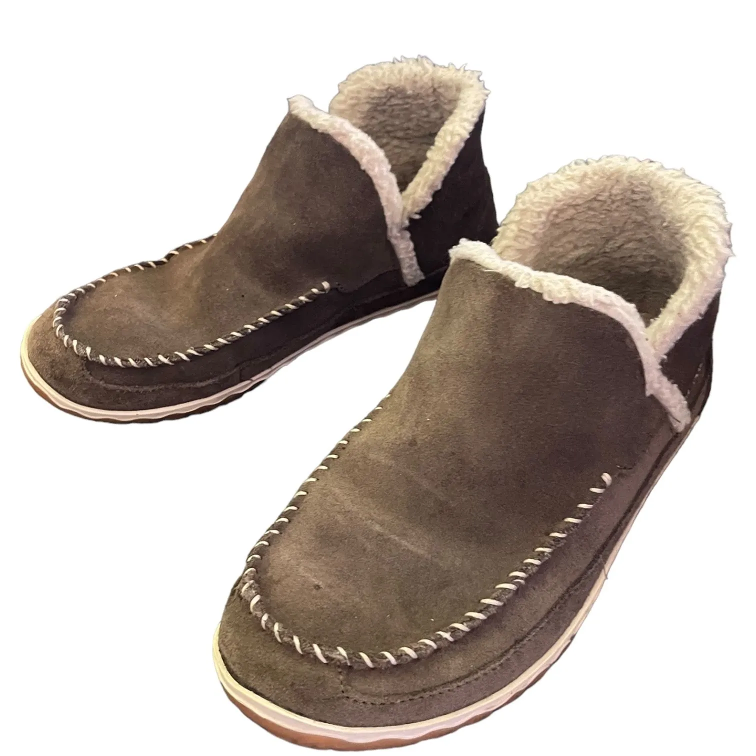 LL Bean Suede Fleece Mountain Slippers Boot Mocs Size 10