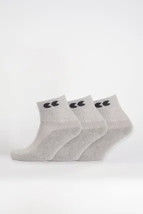 Logo Sports Cotton Sock Ankle 3 Pack - Grey