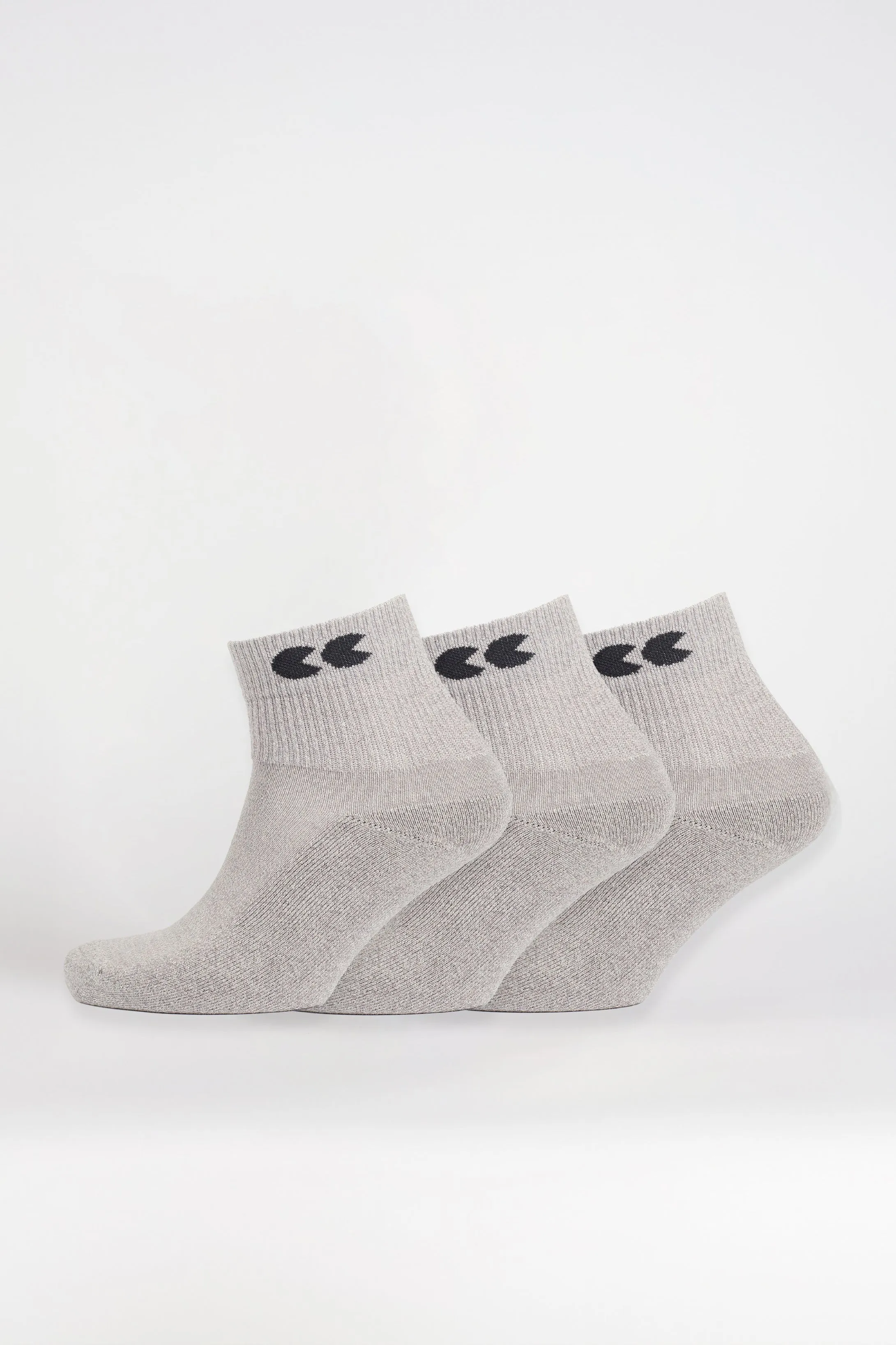 Logo Sports Cotton Sock Ankle 3 Pack - Grey