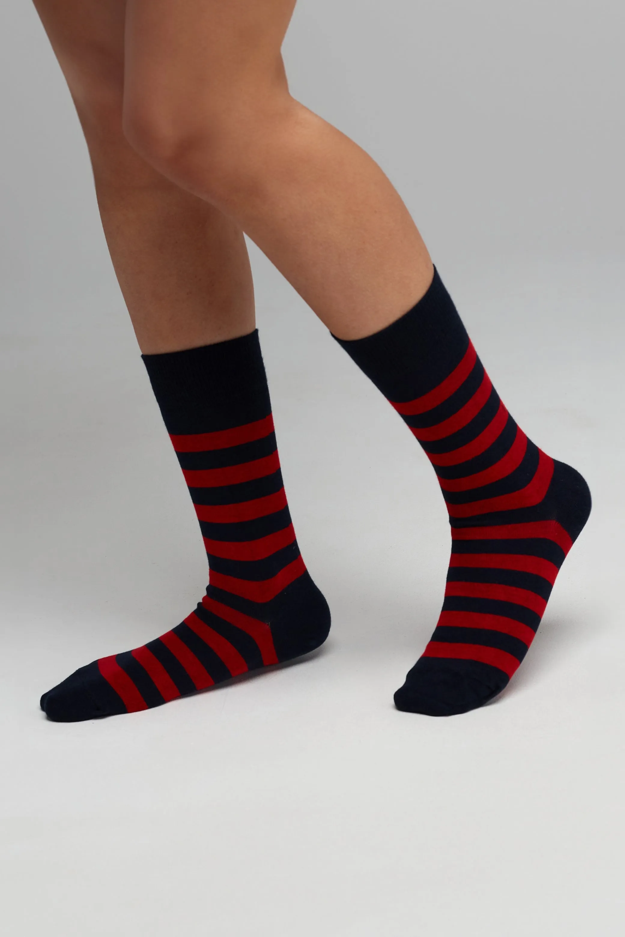 Mixed Everyday Cotton Sock Stripe 3 Pack - Green/Grey/Red