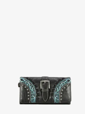 Montana West Embroidered Cut-out Boot Scroll Buckle Wallet