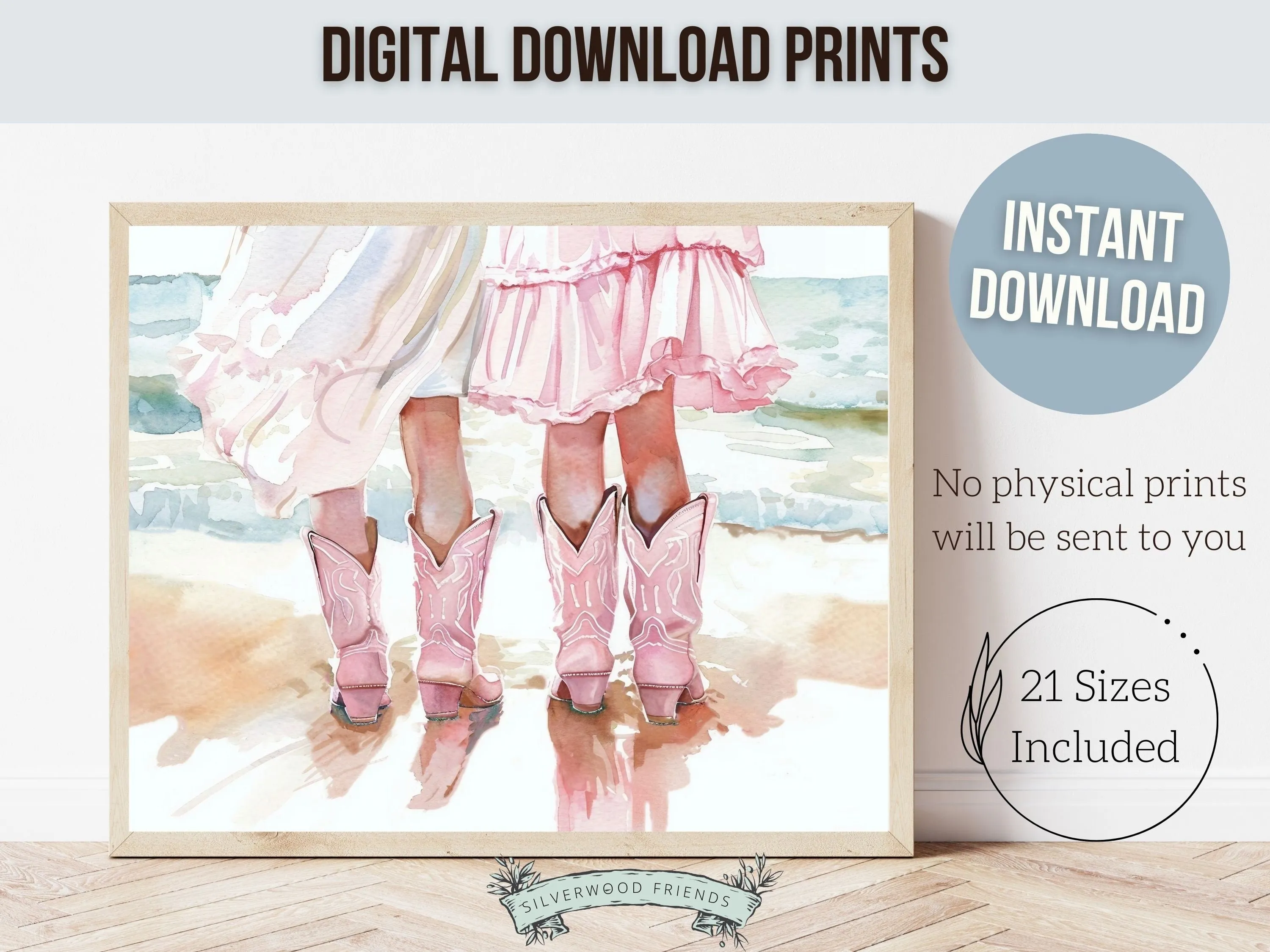 Pink Cowgirl Boots Nursery Print - 001