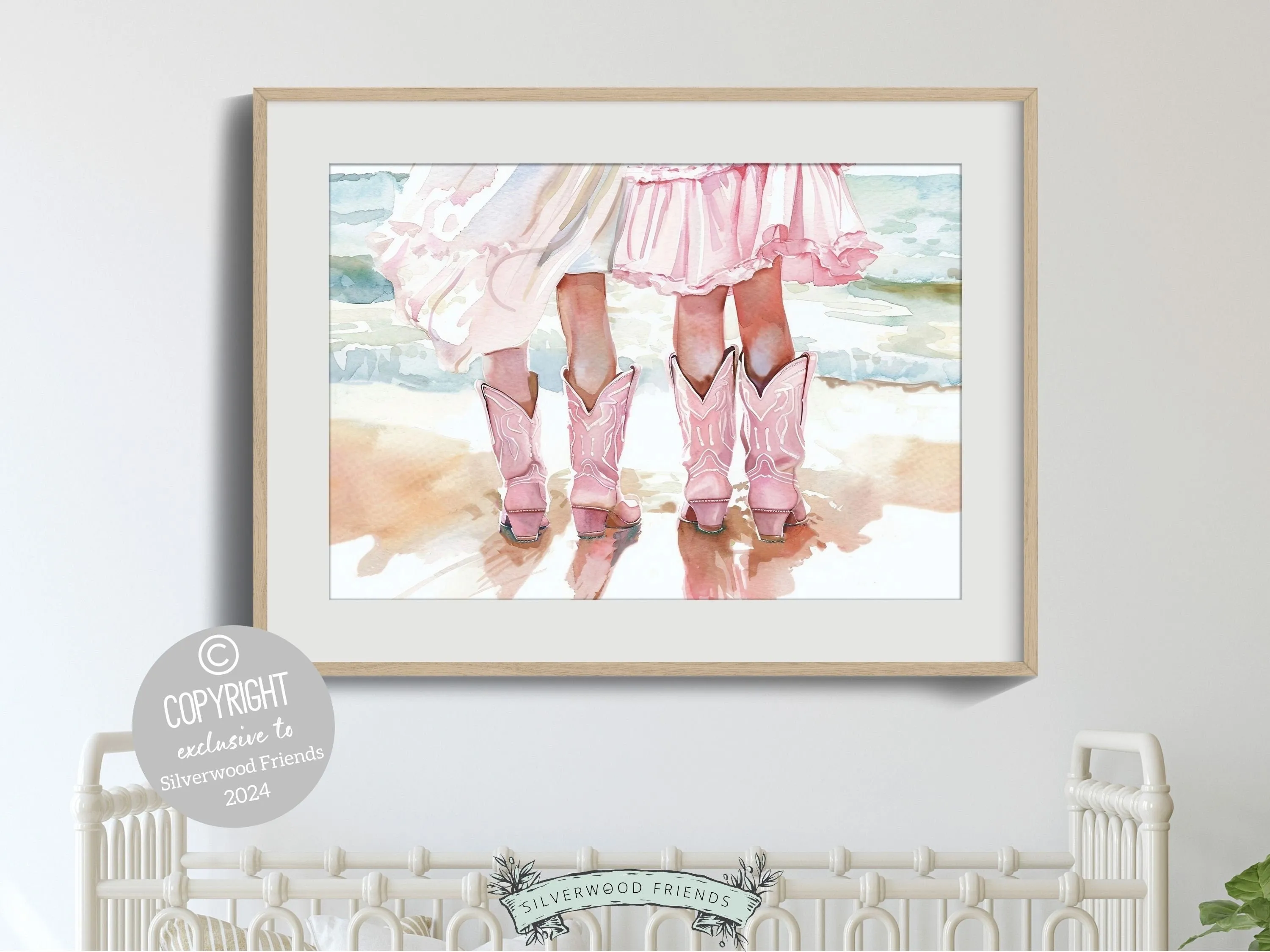 Pink Cowgirl Boots Nursery Print - 001