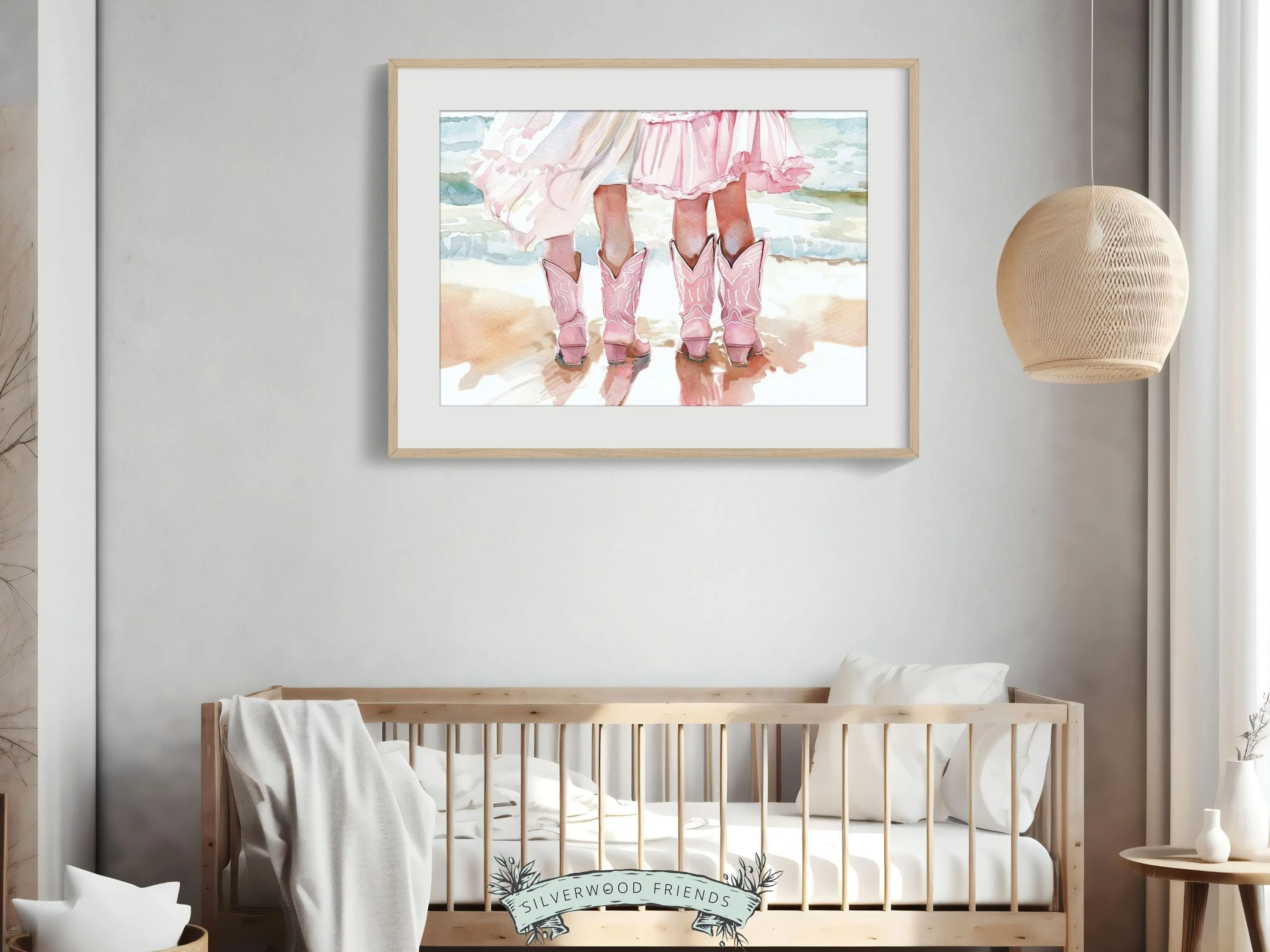 Pink Cowgirl Boots Nursery Print - 001