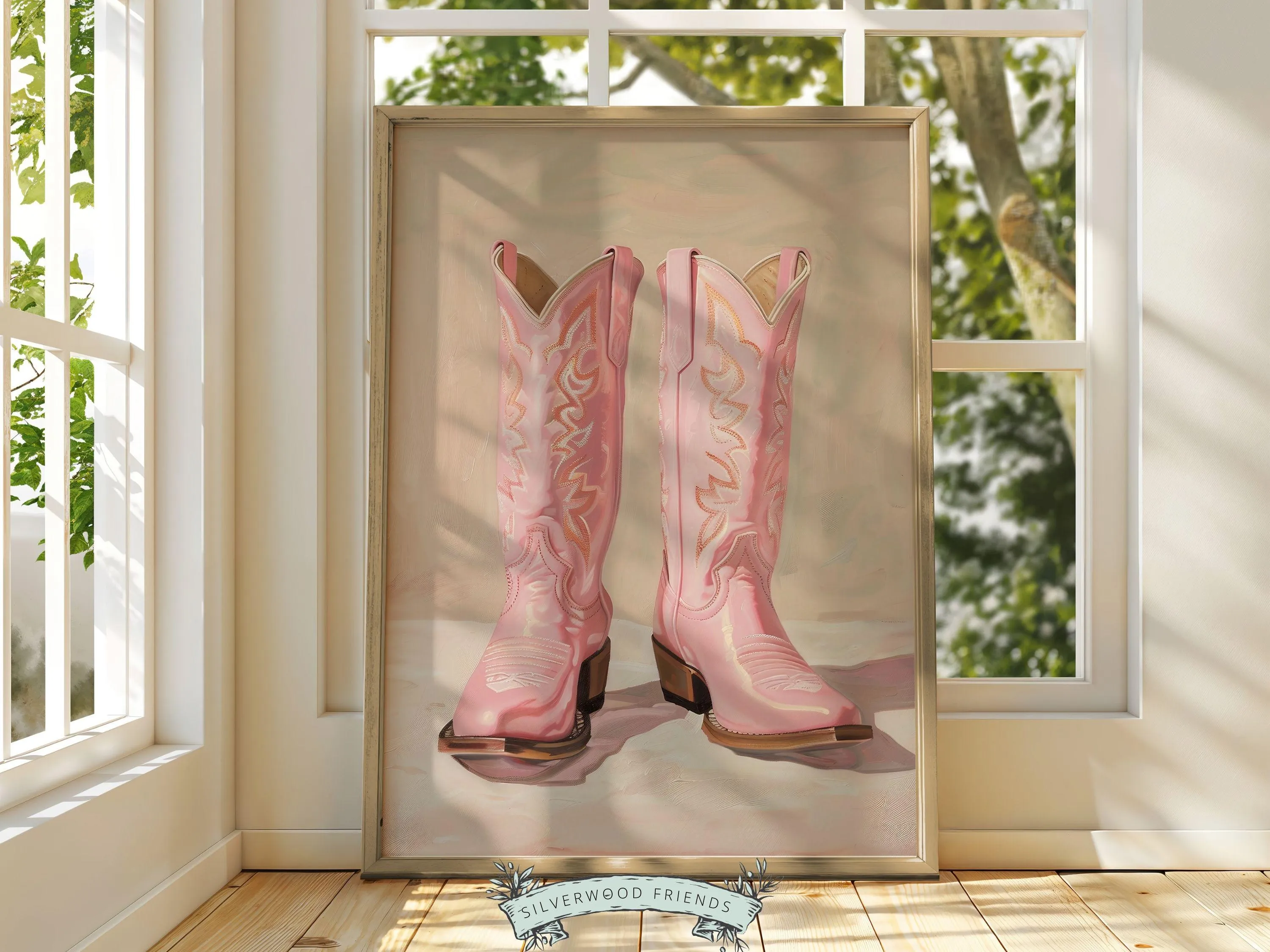 Pink Cowgirl Boots Print - 003