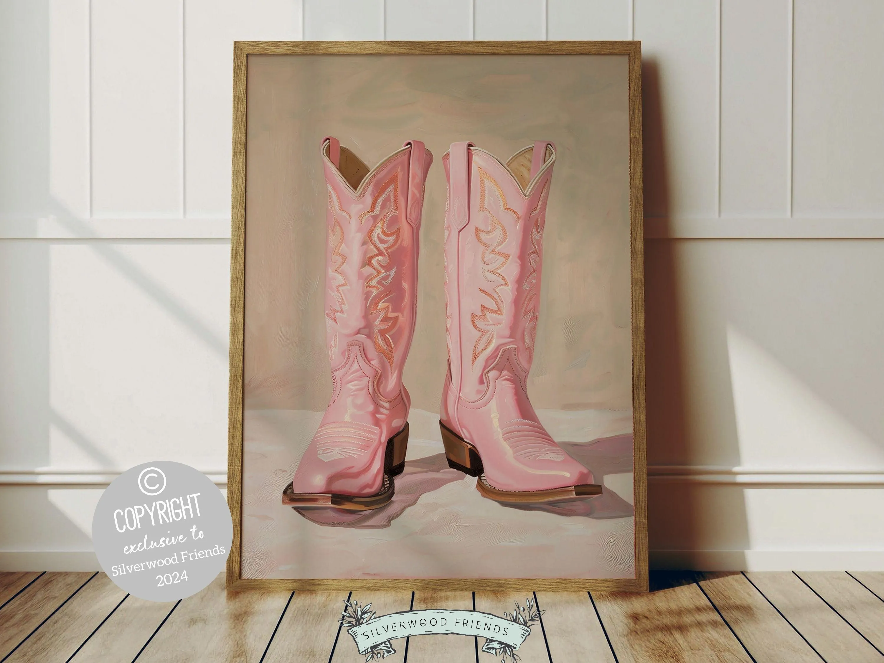 Pink Cowgirl Boots Print - 003