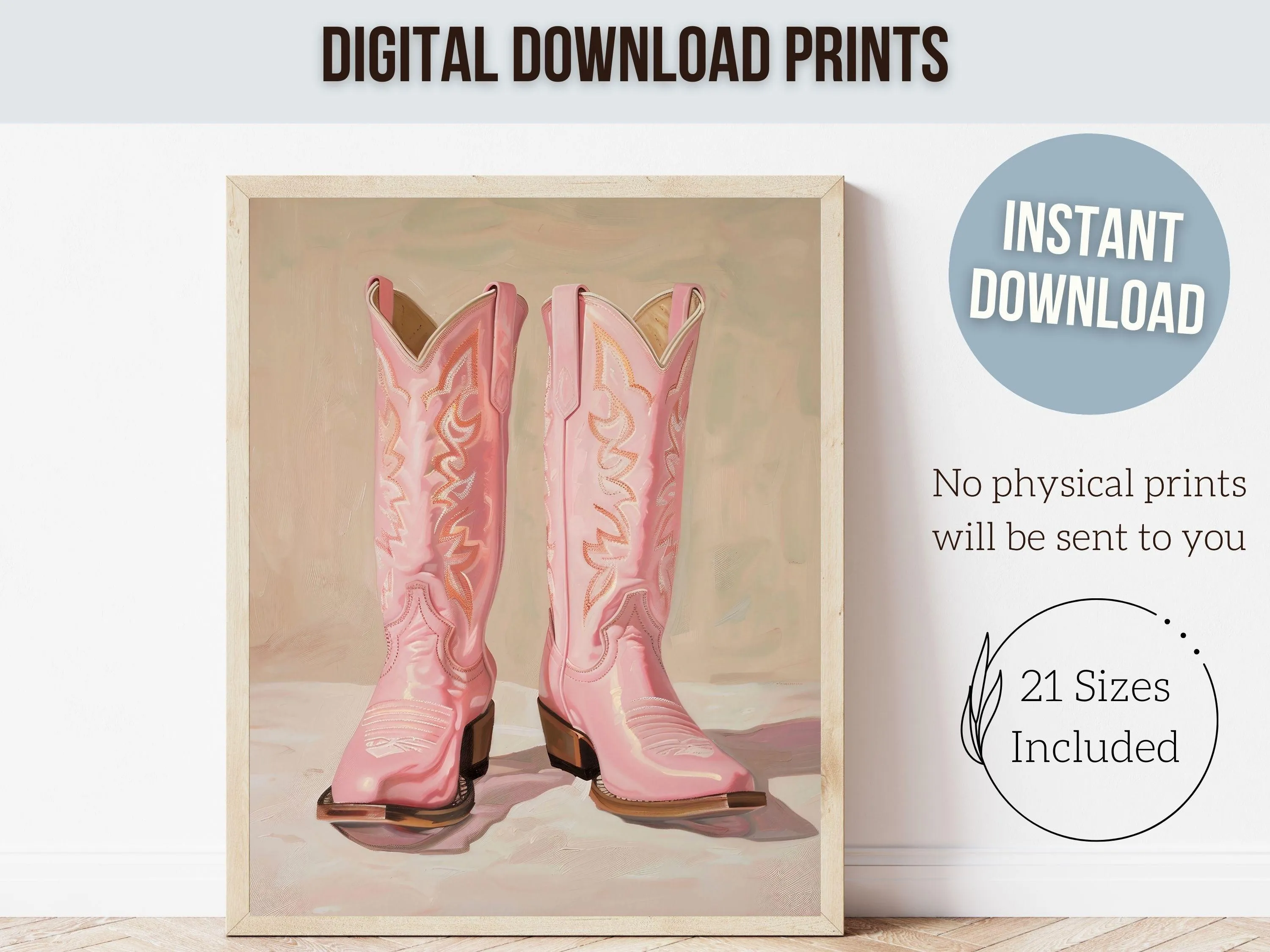 Pink Cowgirl Boots Print - 003