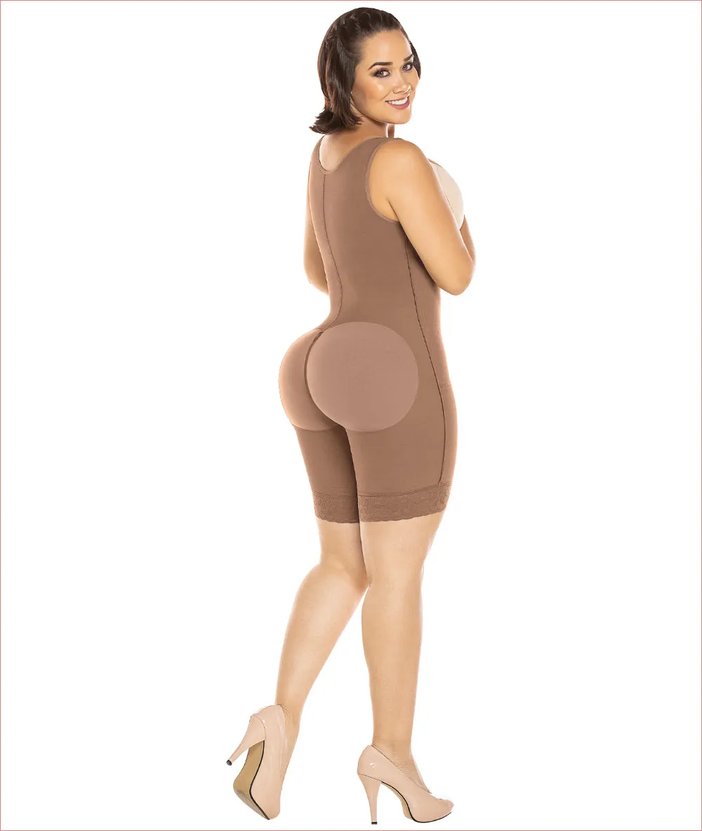 Post Op Compression Garment Open Bust Mid Thigh bodysuit C9001